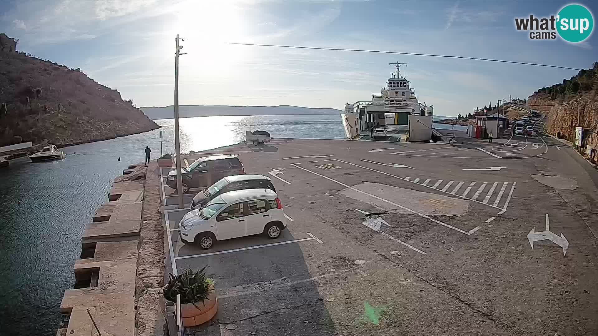 Webcam port de ferry de Prizna – vers l’île de Pag