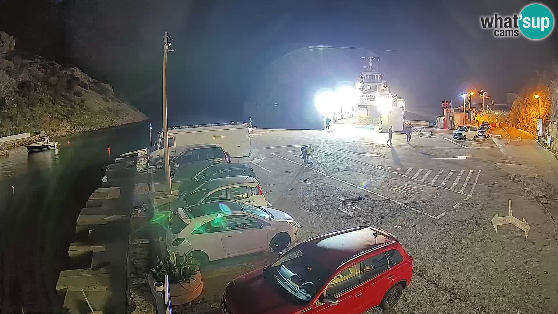 Webcam del puerto de ferris de Prizna – hacia la isla de Pag