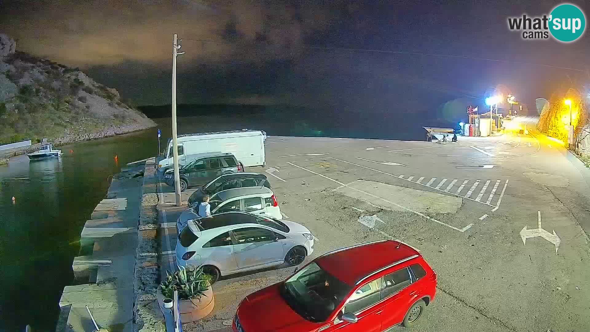 Webcam del puerto de ferris de Prizna – hacia la isla de Pag