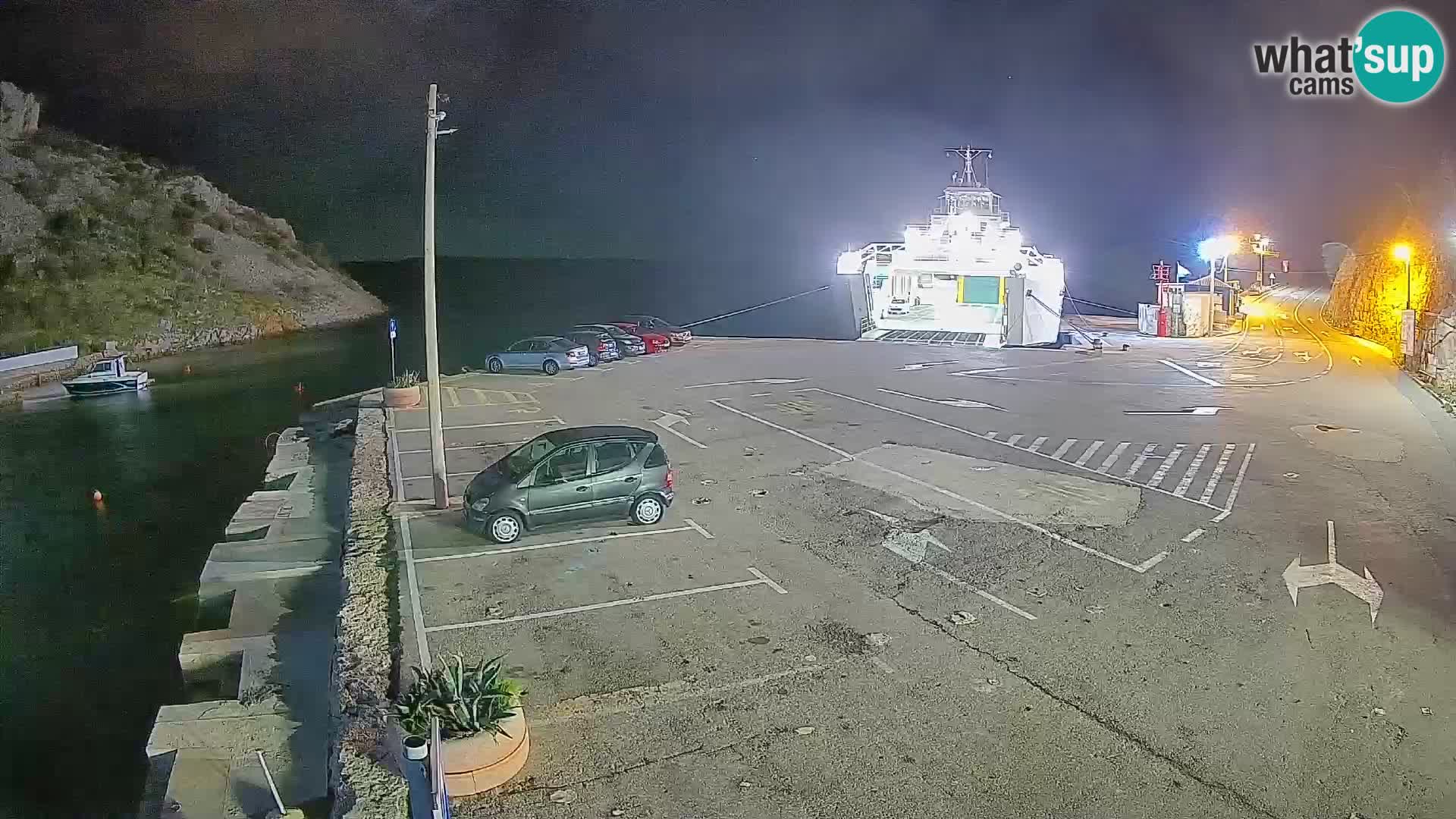 Webcam del puerto de ferris de Prizna – hacia la isla de Pag