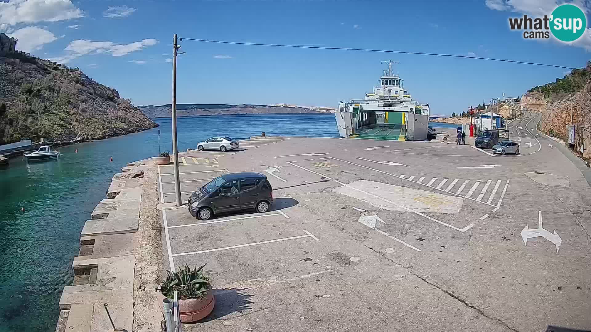 Webcam port de ferry de Prizna – vers l’île de Pag
