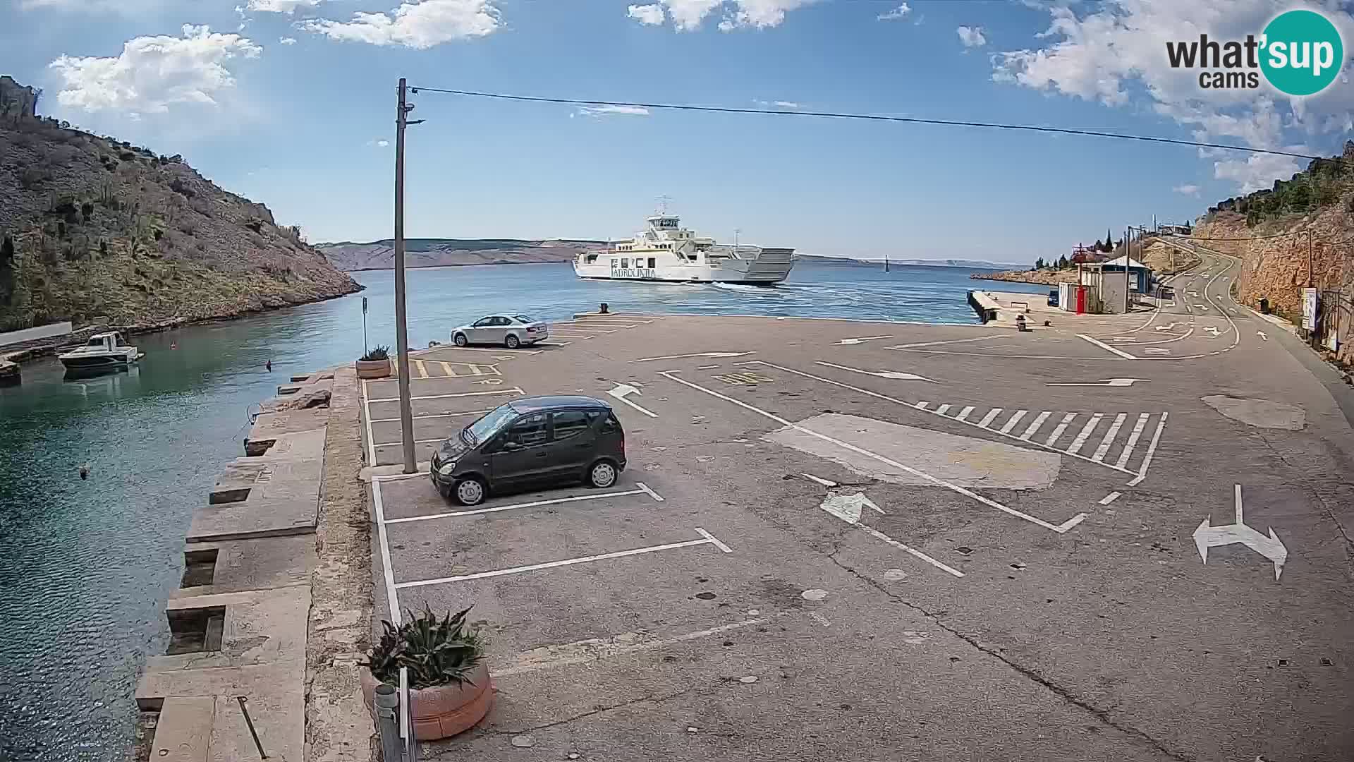 Webcam port de ferry de Prizna – vers l’île de Pag