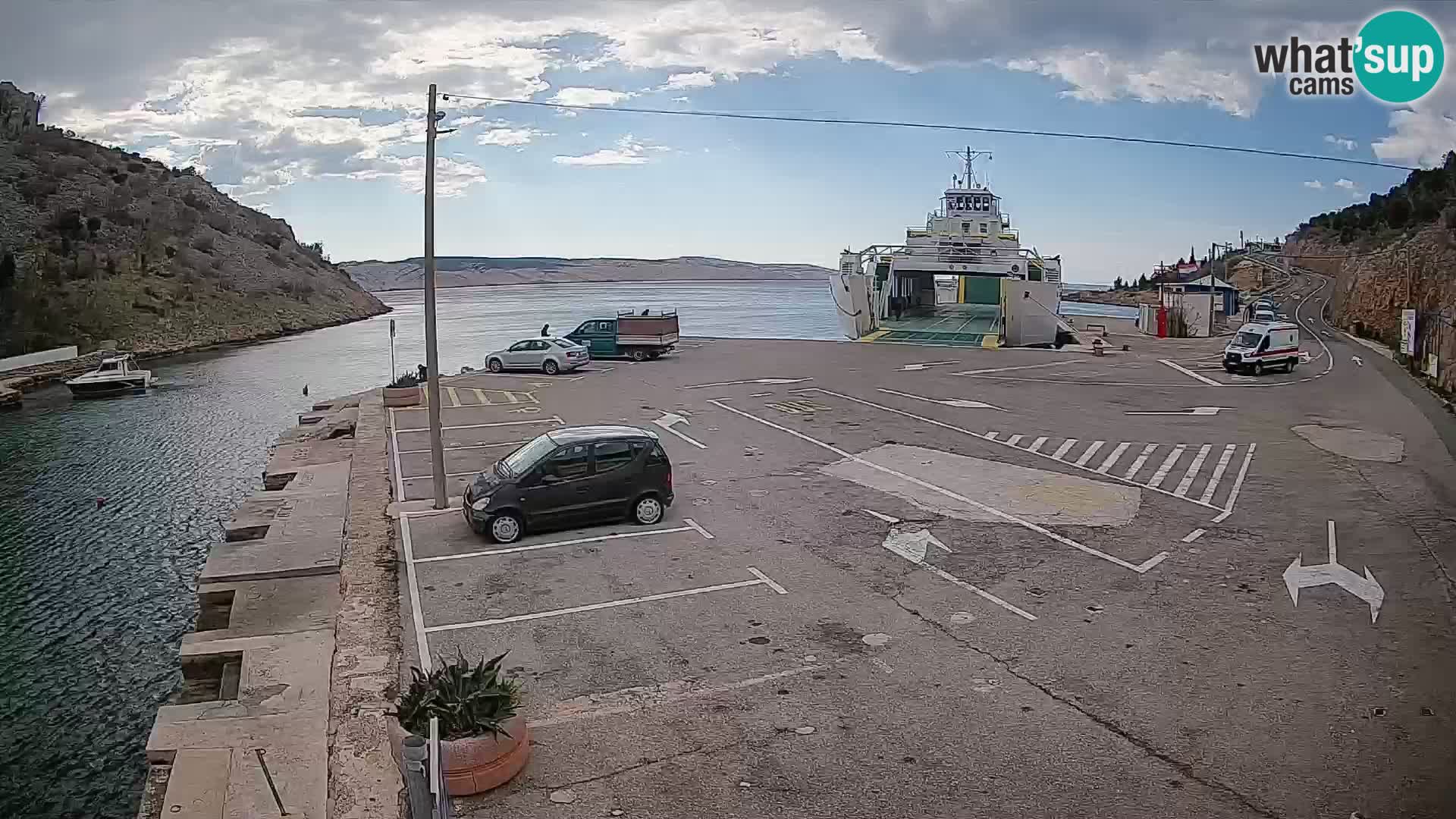 Webcam Fährhafen Prizna – zur Insel Pag