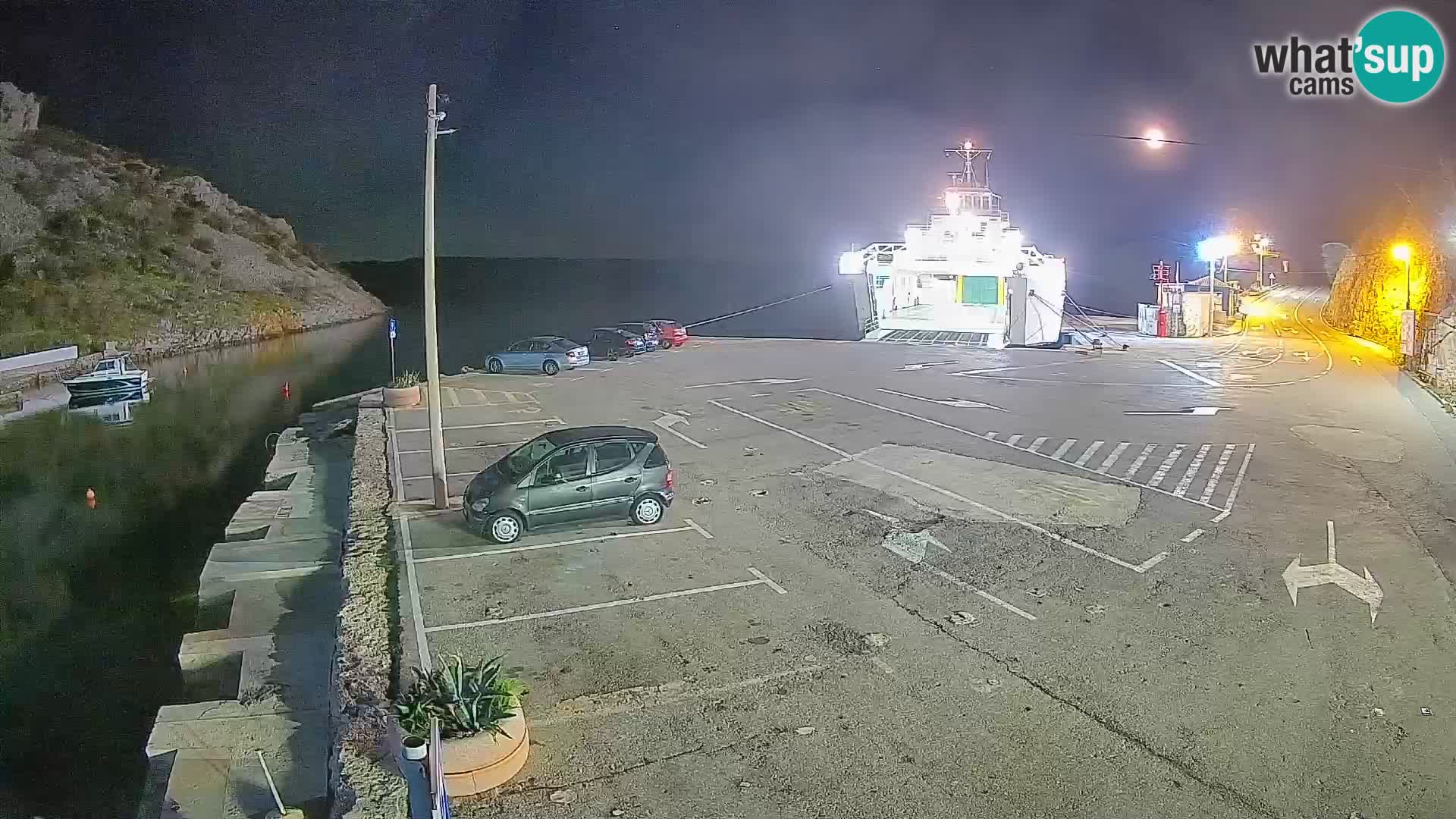 Webcam del puerto de ferris de Prizna – hacia la isla de Pag