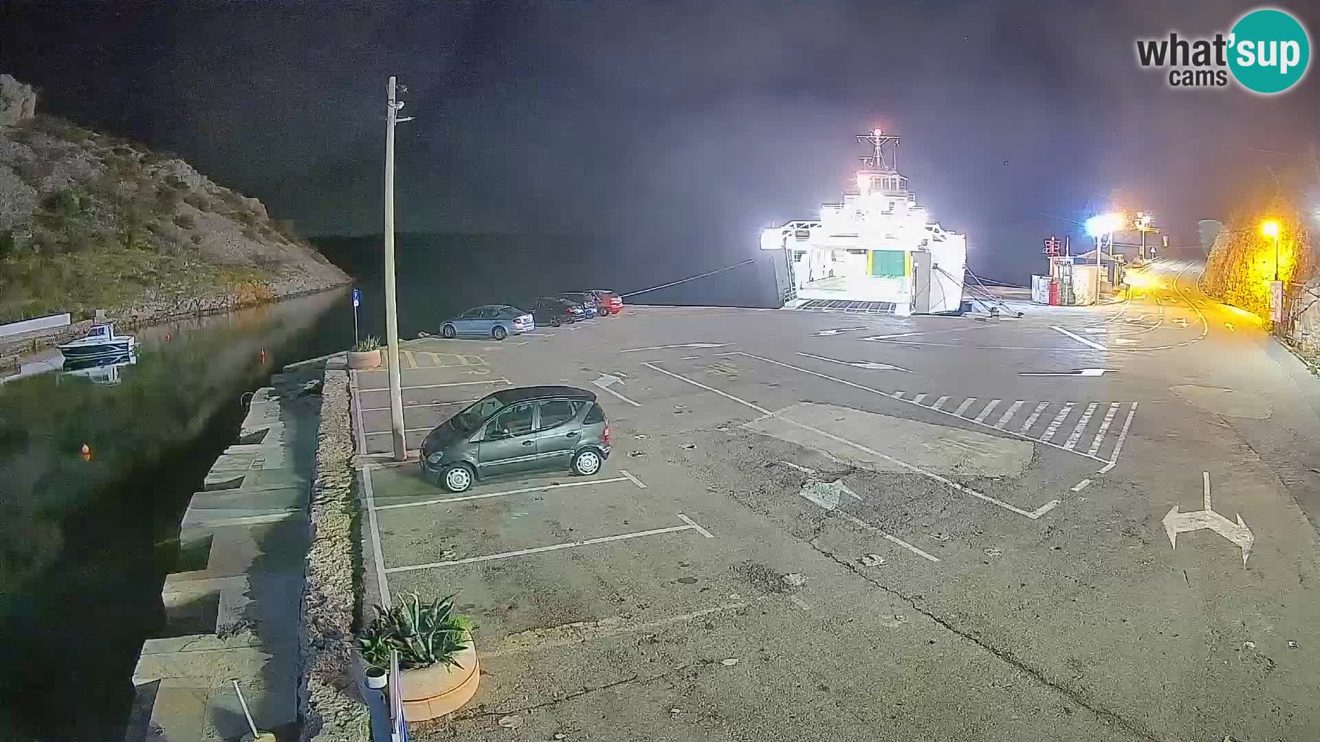 Webcam del puerto de ferris de Prizna – hacia la isla de Pag