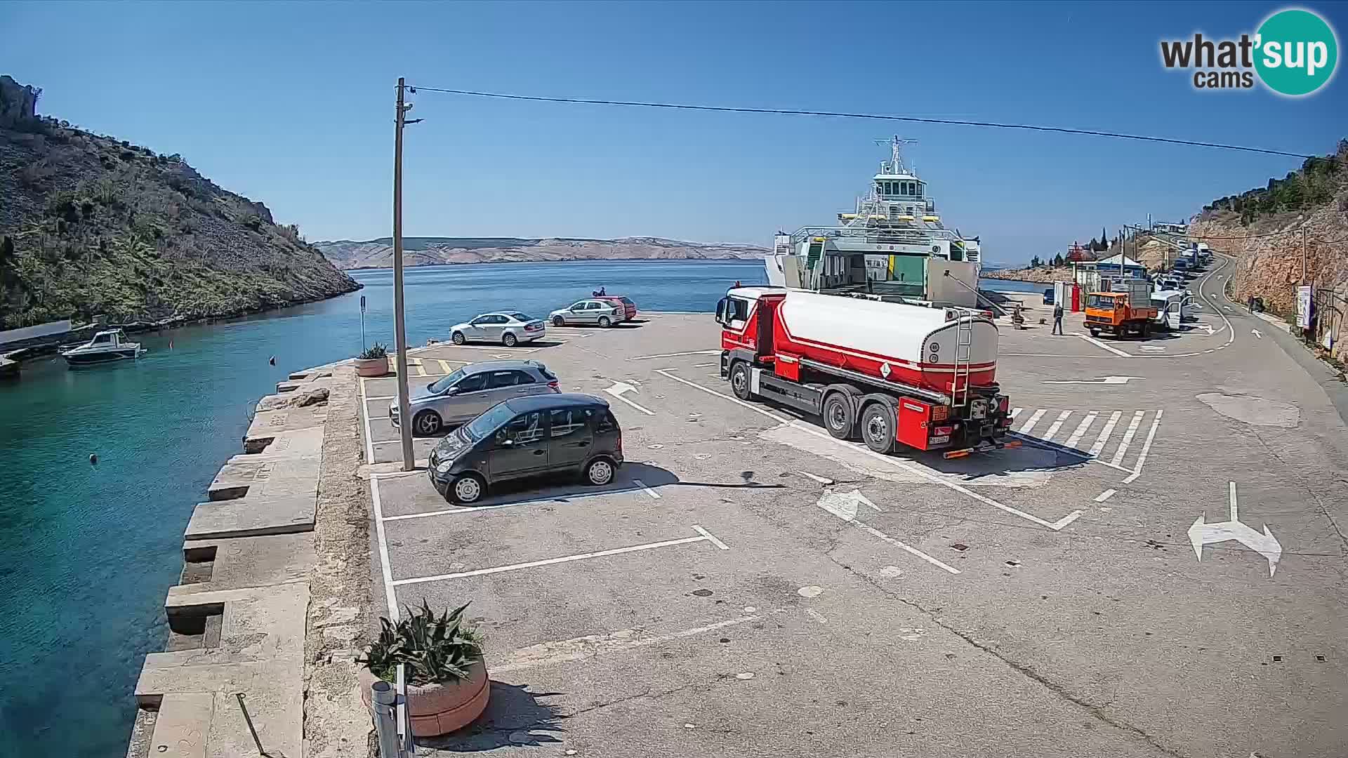 Webcam port de ferry de Prizna – vers l’île de Pag