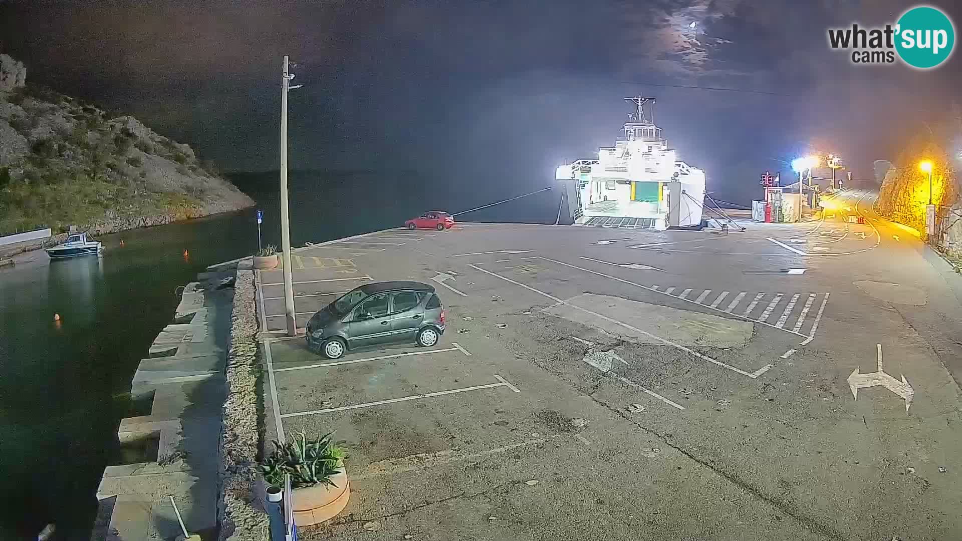 Webcam del puerto de ferris de Prizna – hacia la isla de Pag