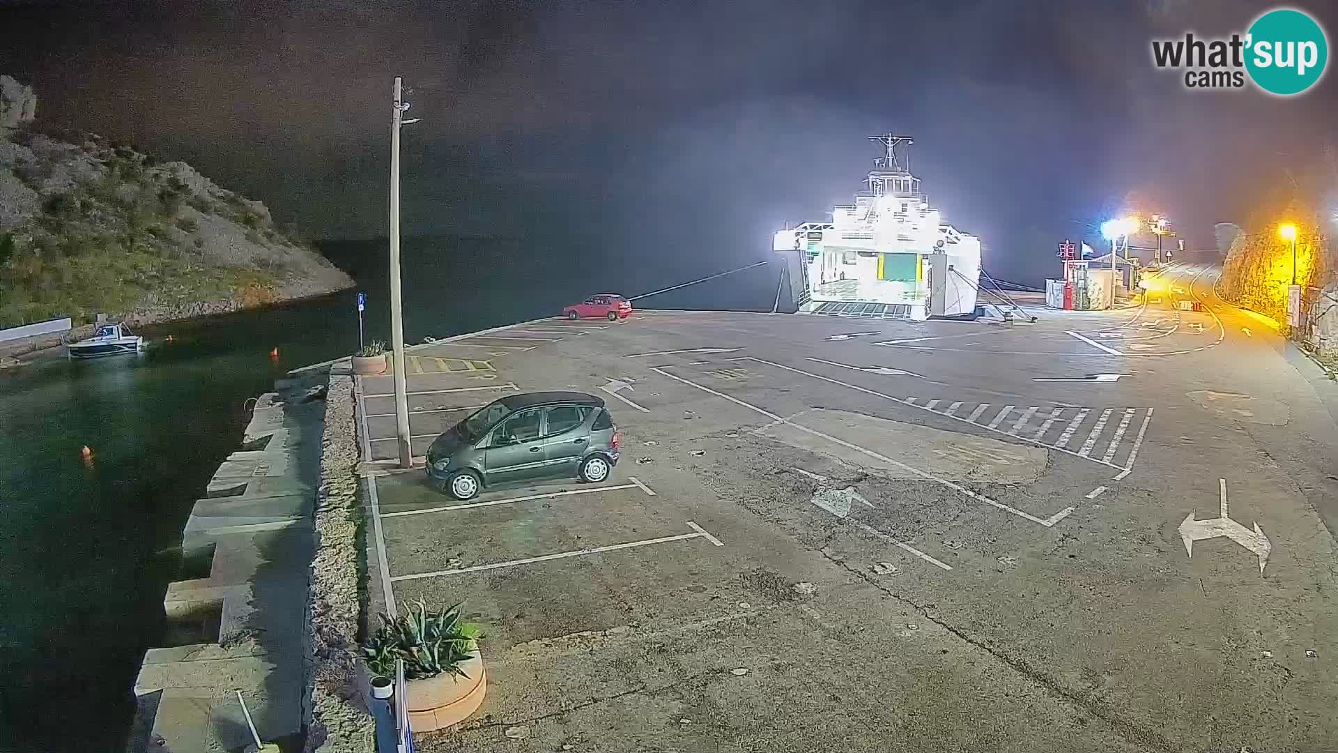 Webcam del puerto de ferris de Prizna – hacia la isla de Pag