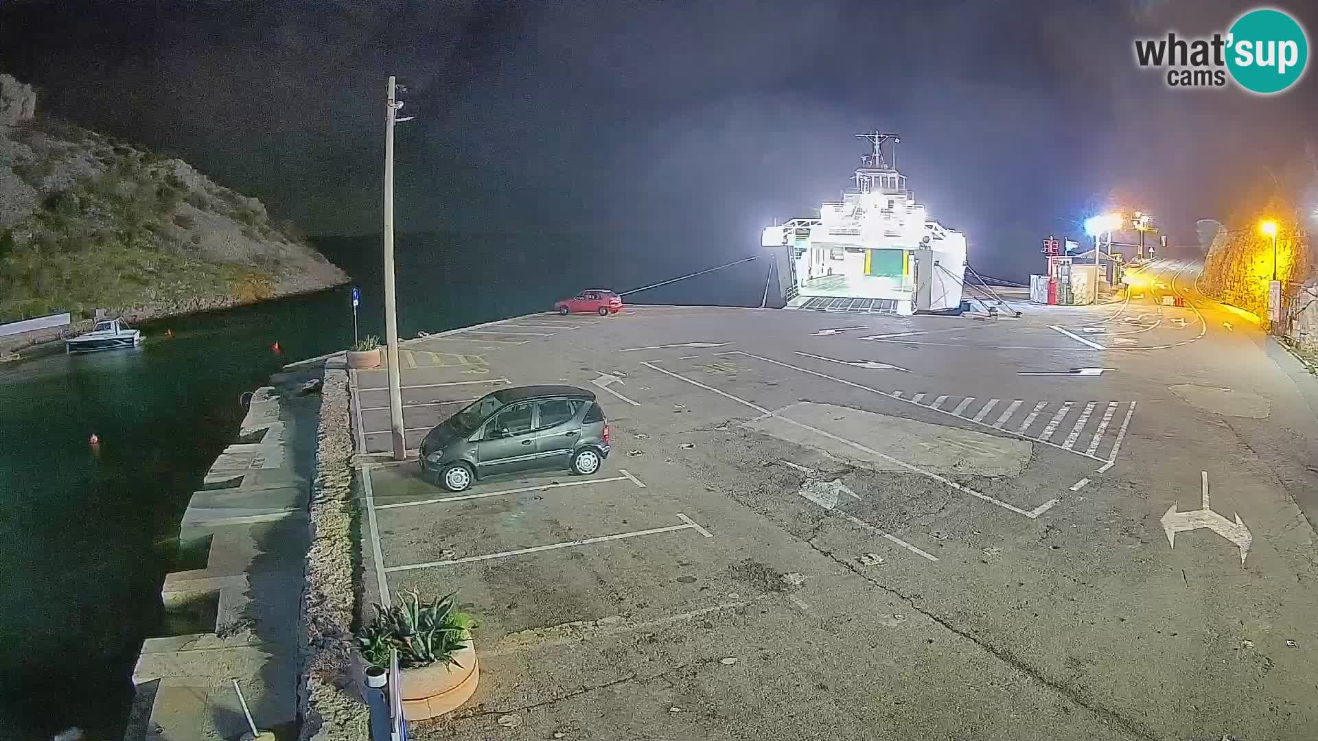 Webcam del puerto de ferris de Prizna – hacia la isla de Pag