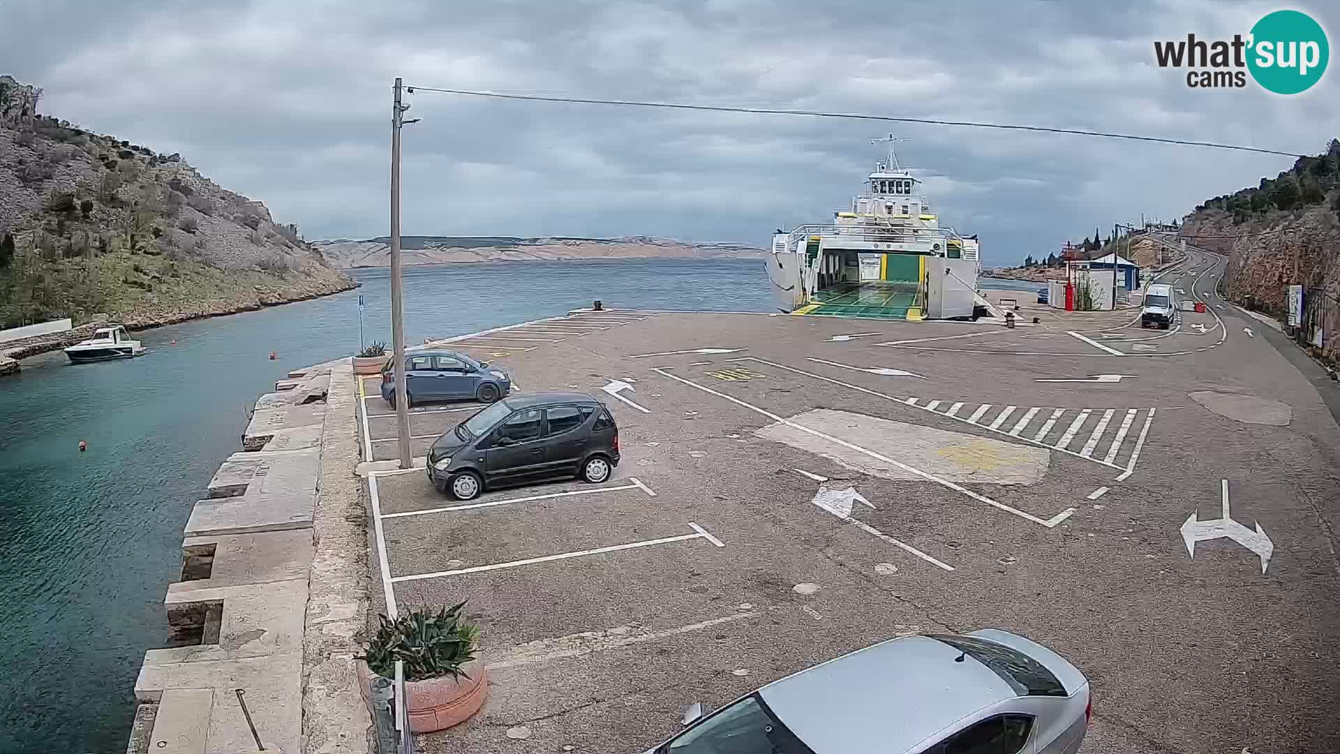 Webcam port de ferry de Prizna – vers l’île de Pag