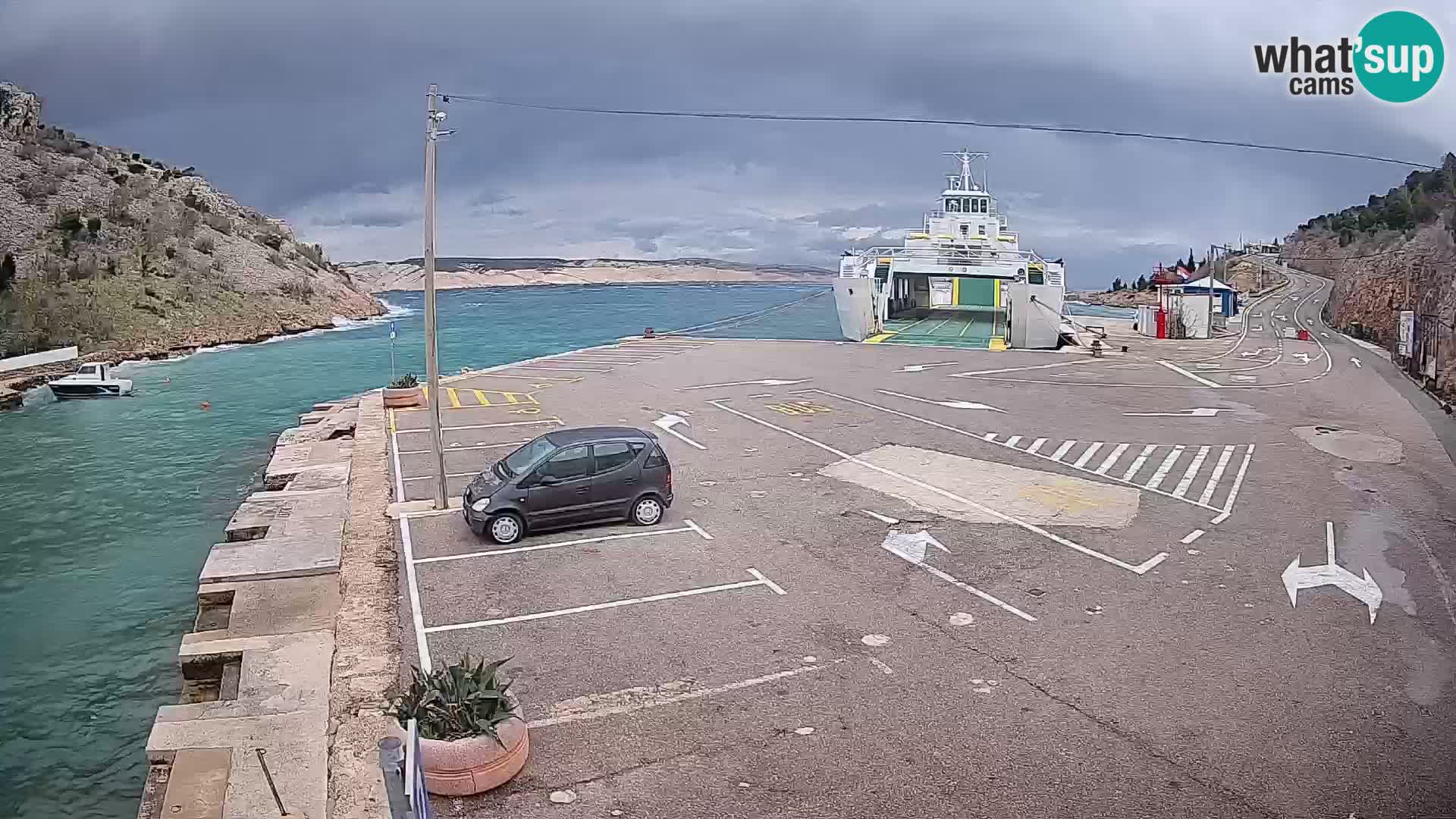 Webcam Fährhafen Prizna – zur Insel Pag