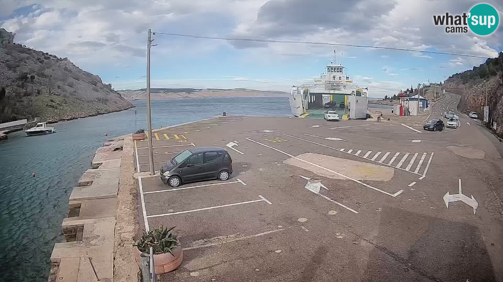 Webcam port de ferry de Prizna – vers l’île de Pag