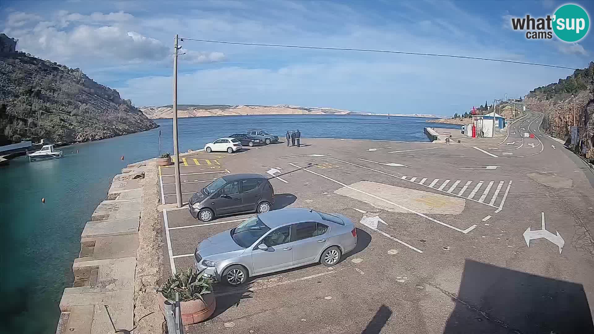 Web kamera trajektna luka Prizna – prema otoku Pag