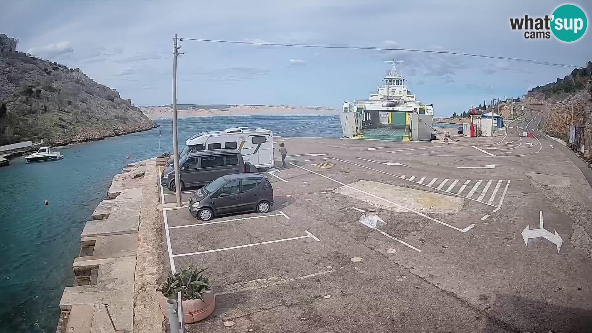Webcam port de ferry de Prizna – vers l’île de Pag