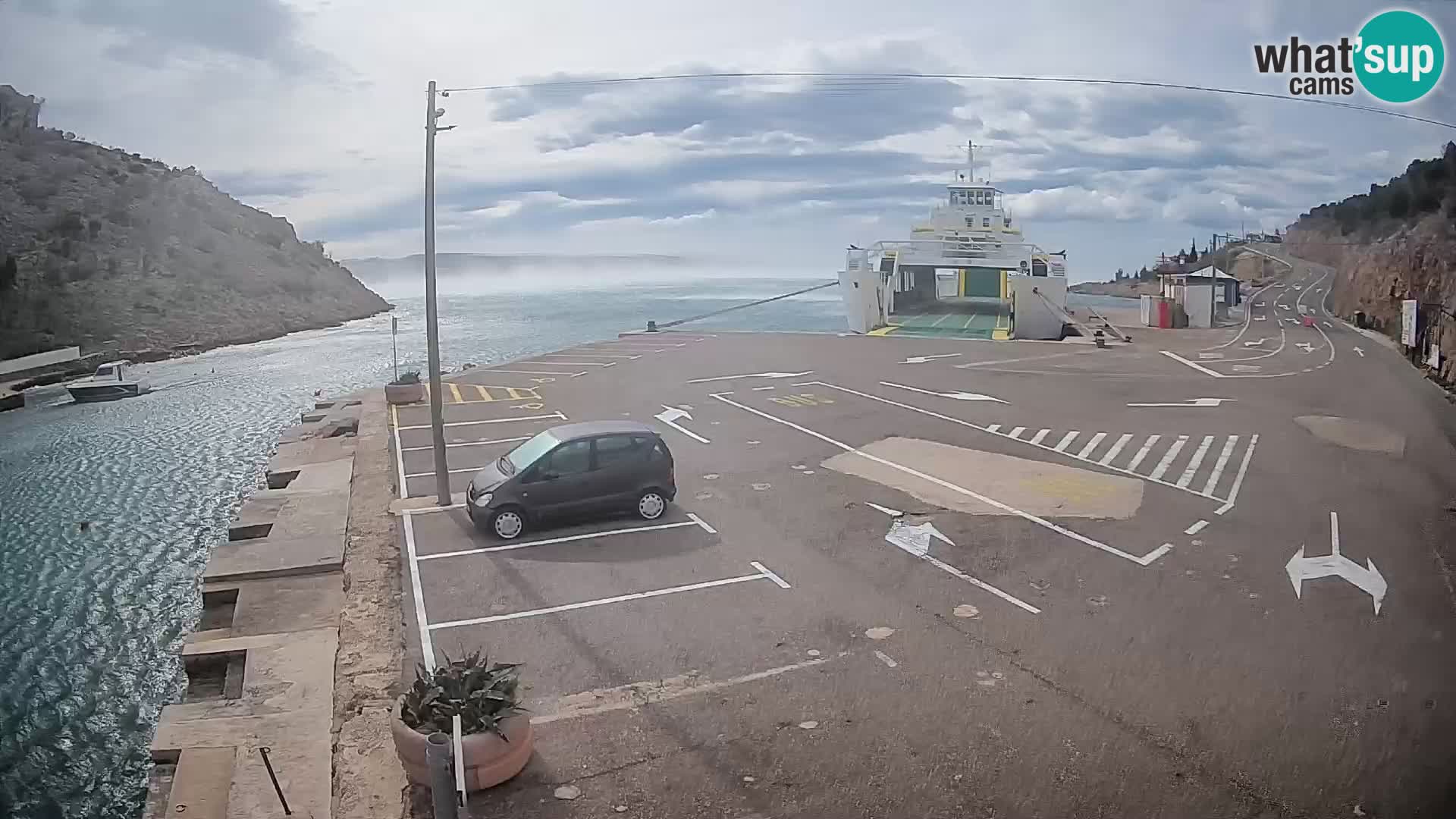 Webcam port de ferry de Prizna – vers l’île de Pag