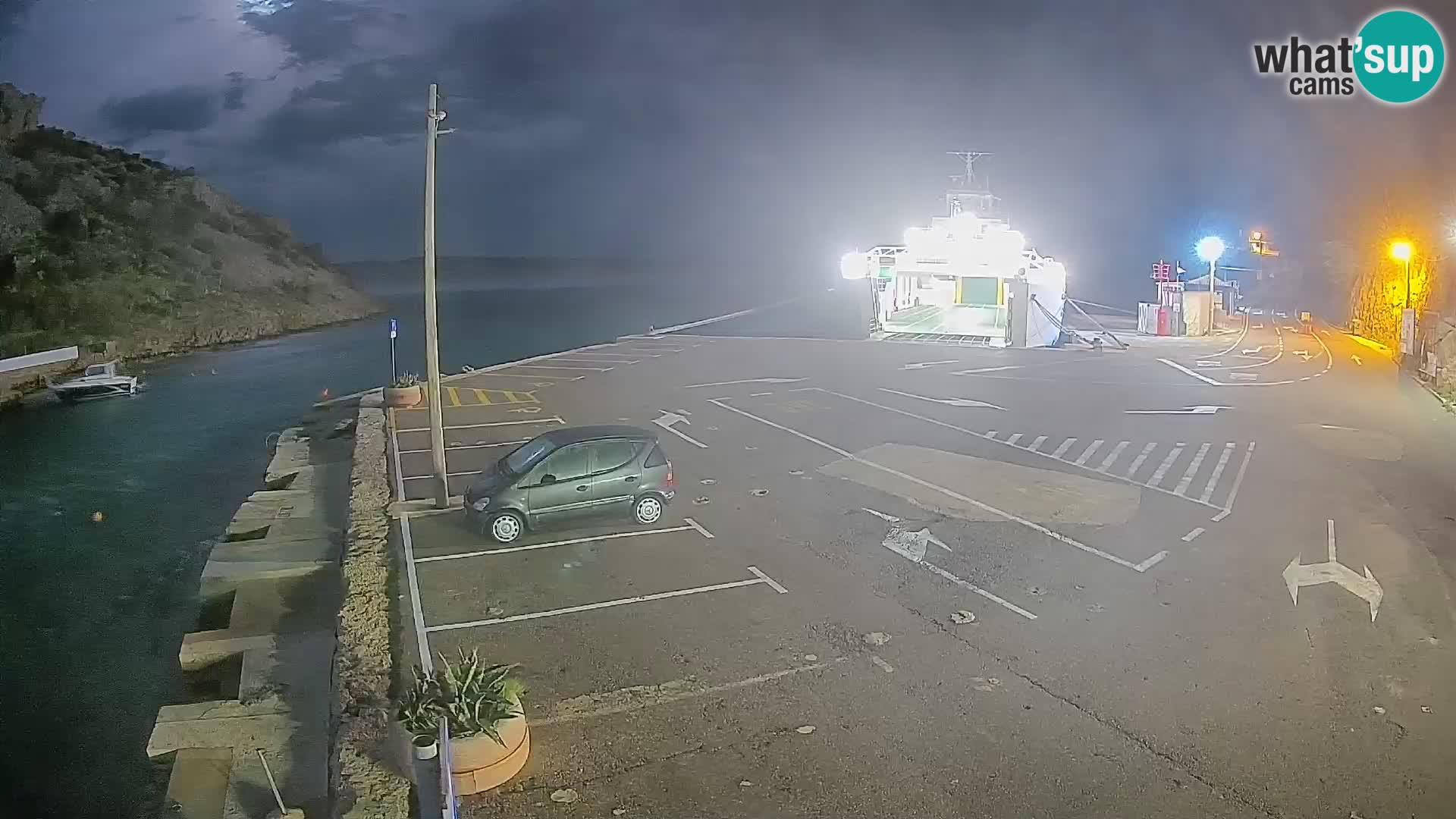 Webcam del puerto de ferris de Prizna – hacia la isla de Pag