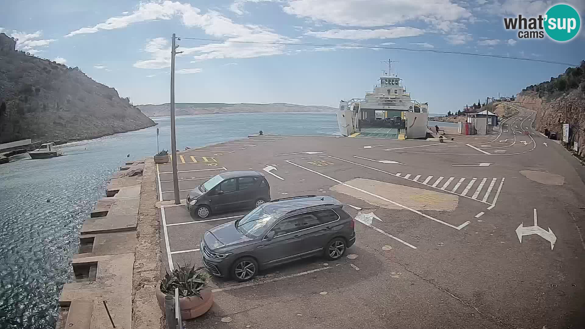 Webcam port de ferry de Prizna – vers l’île de Pag