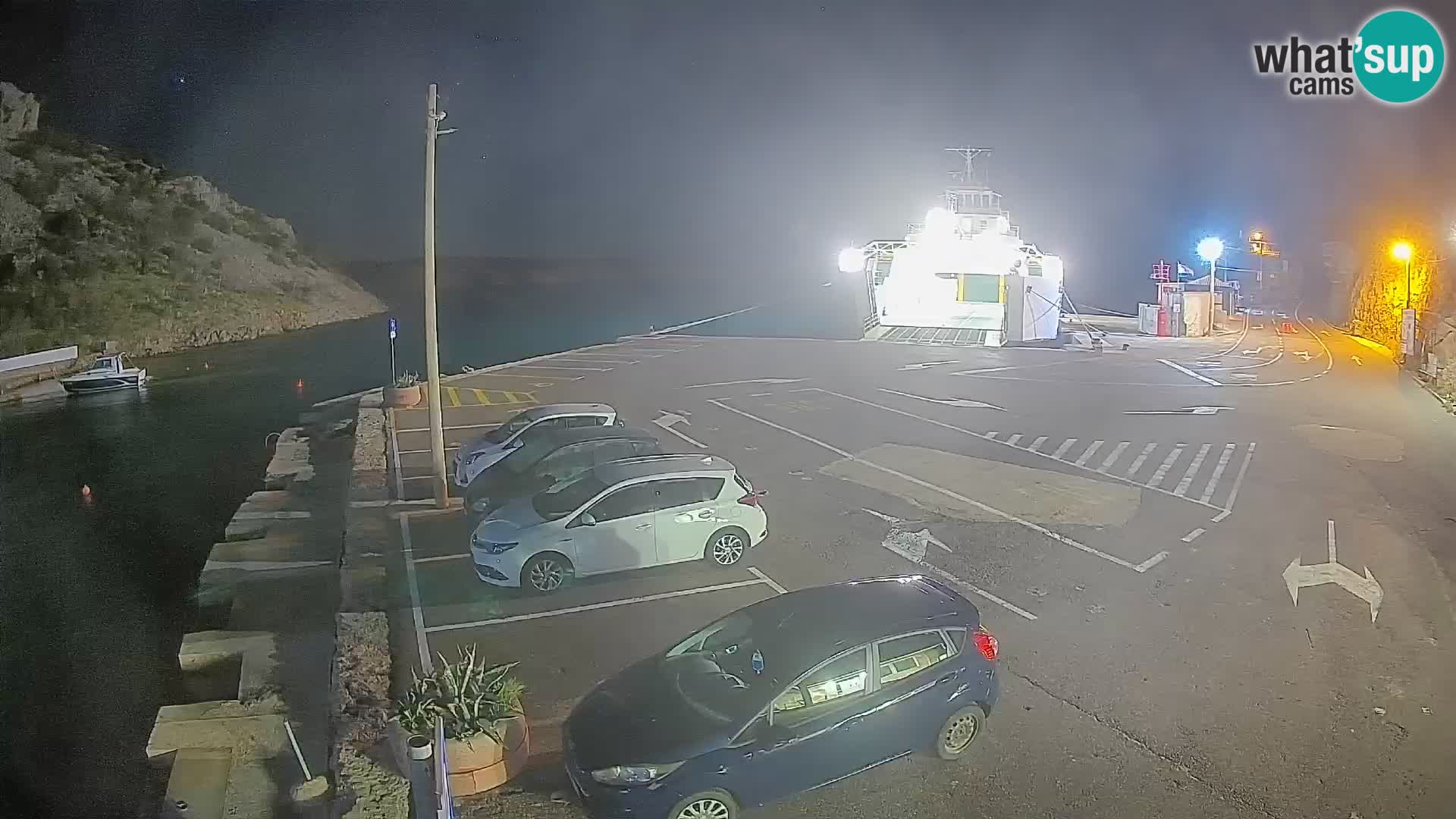 Webcam del puerto de ferris de Prizna – hacia la isla de Pag