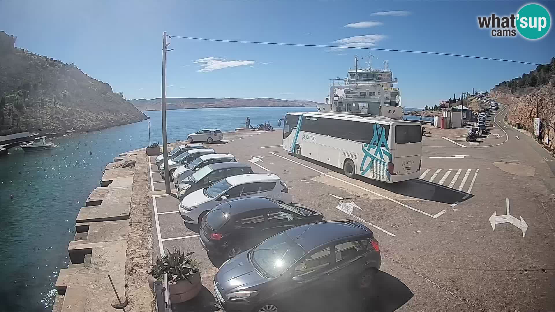 Webcam port de ferry de Prizna – vers l’île de Pag