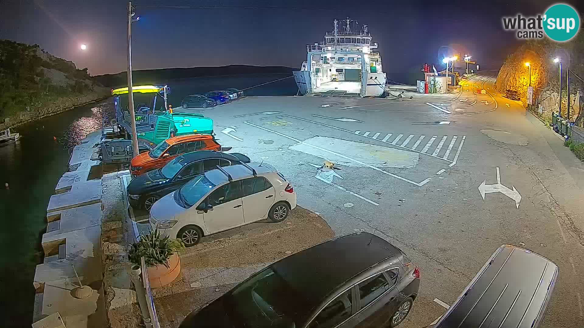 Webcam del puerto de ferris de Prizna – hacia la isla de Pag