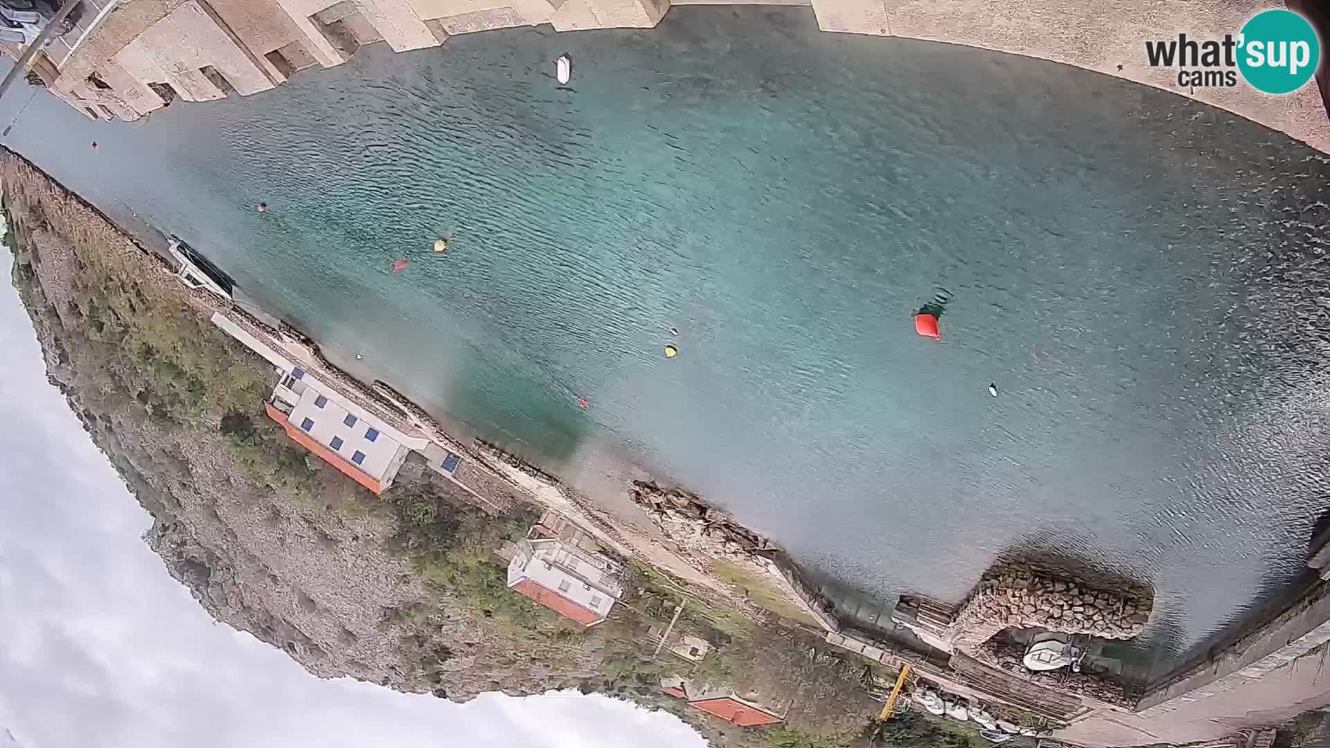 Webcam del puerto de ferris de Prizna – hacia la isla de Pag