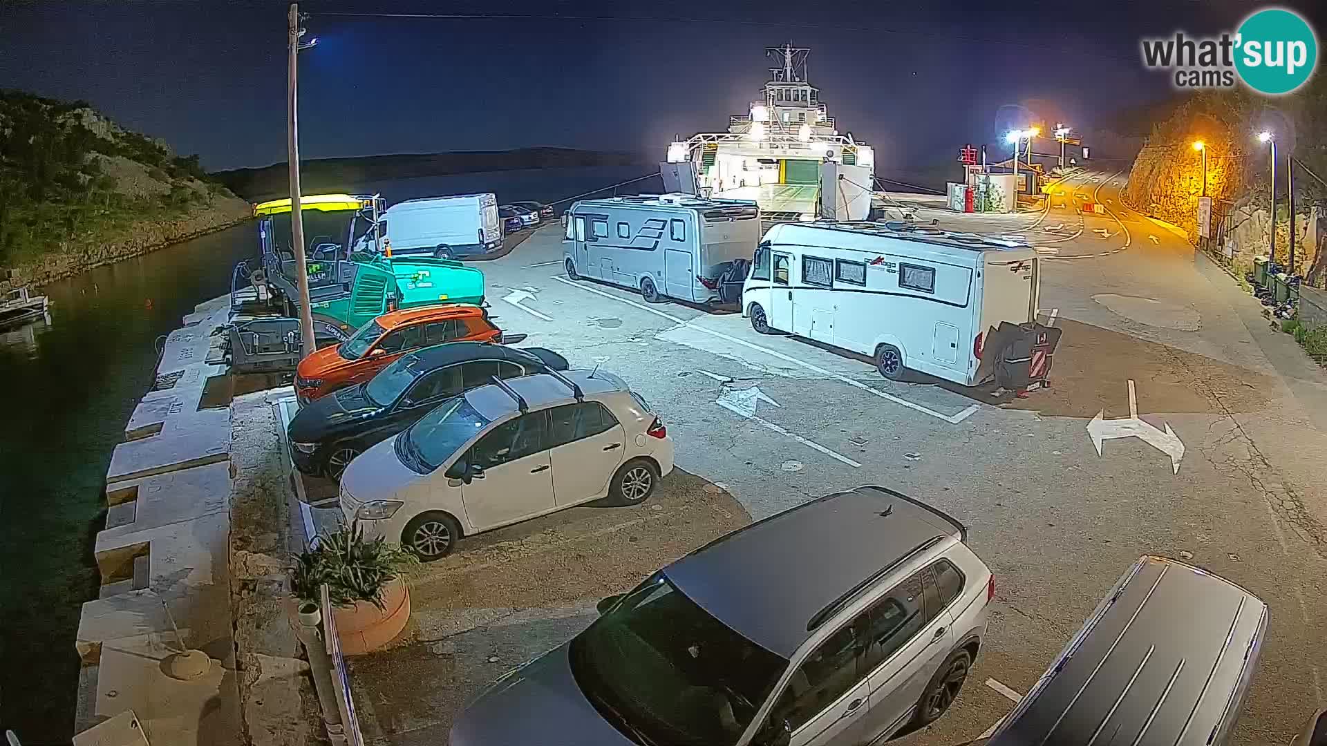 Webcam del puerto de ferris de Prizna – hacia la isla de Pag
