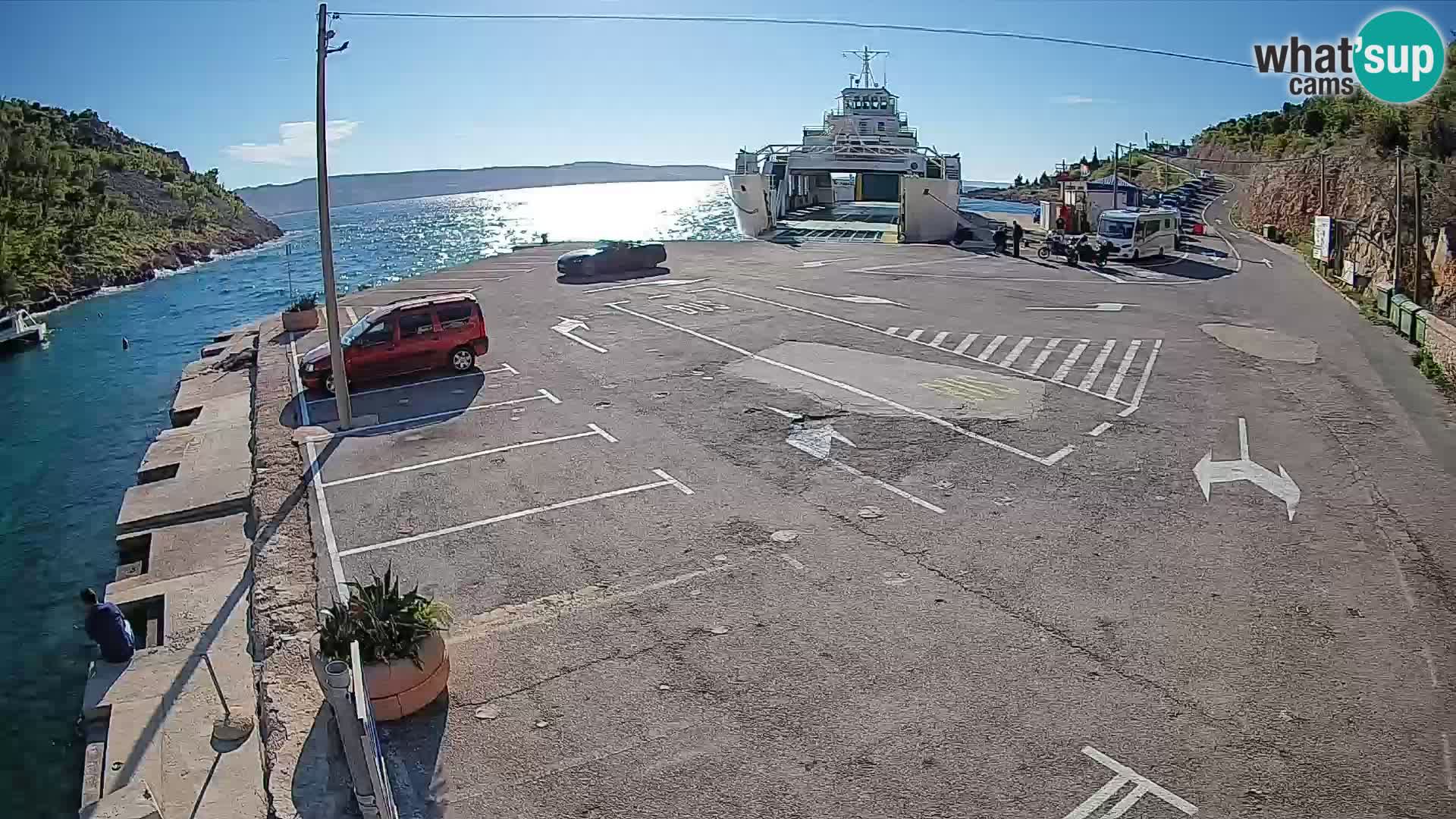 Web kamera trajektna luka Prizna – prema otoku Pag