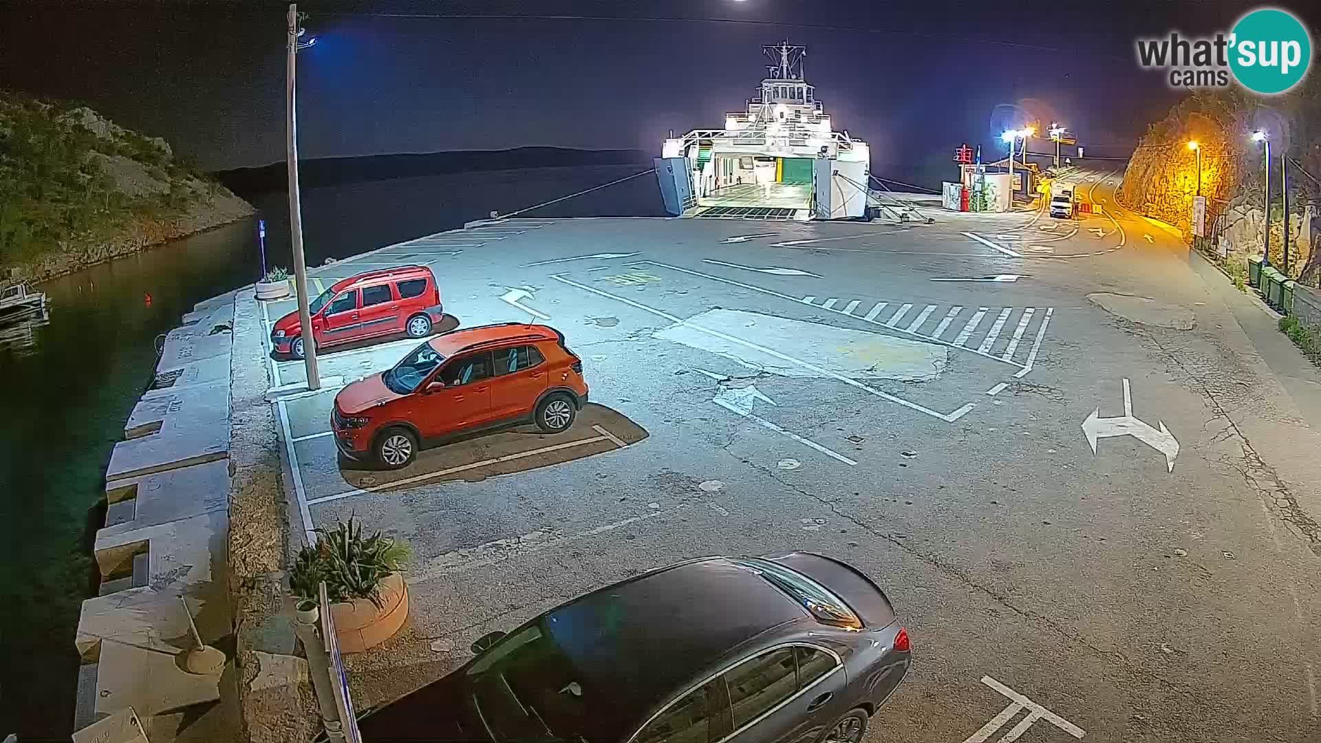 Webcam del puerto de ferris de Prizna – hacia la isla de Pag