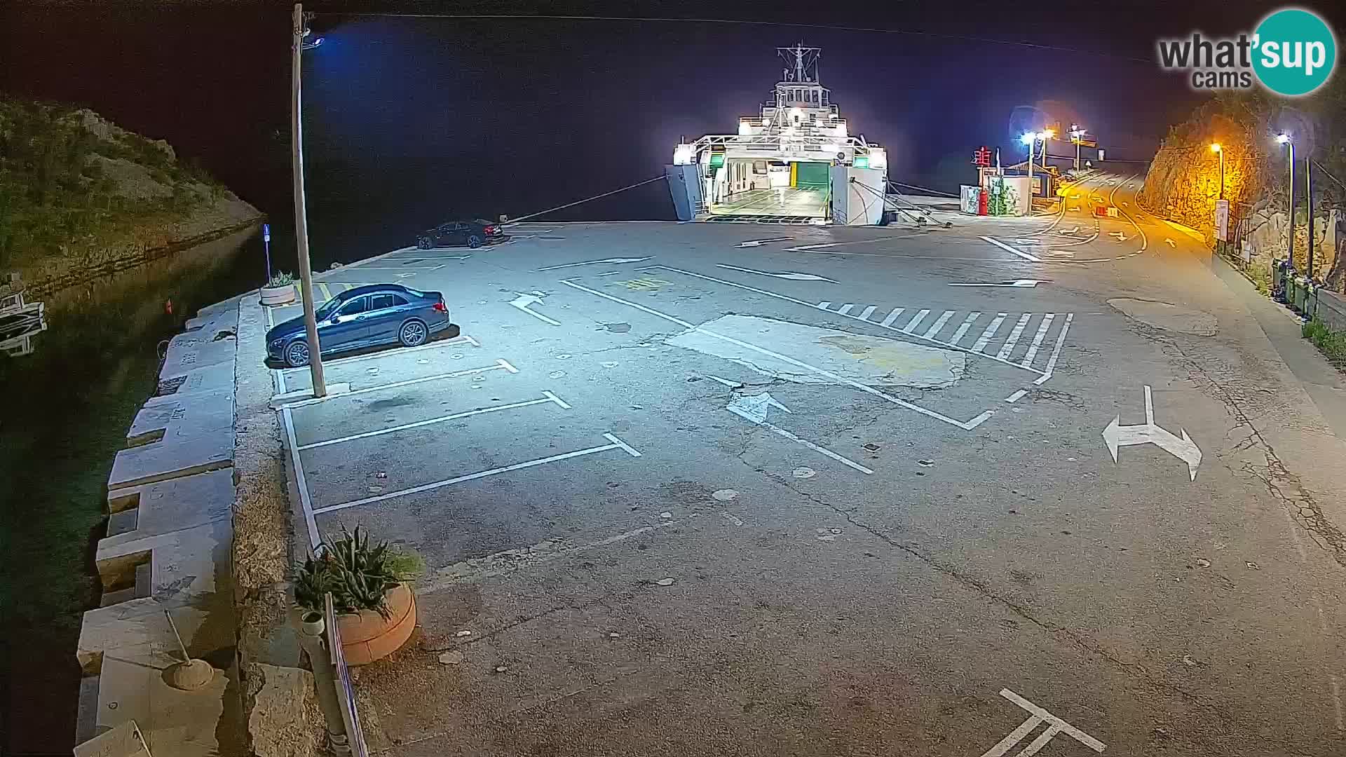 Webcam del puerto de ferris de Prizna – hacia la isla de Pag