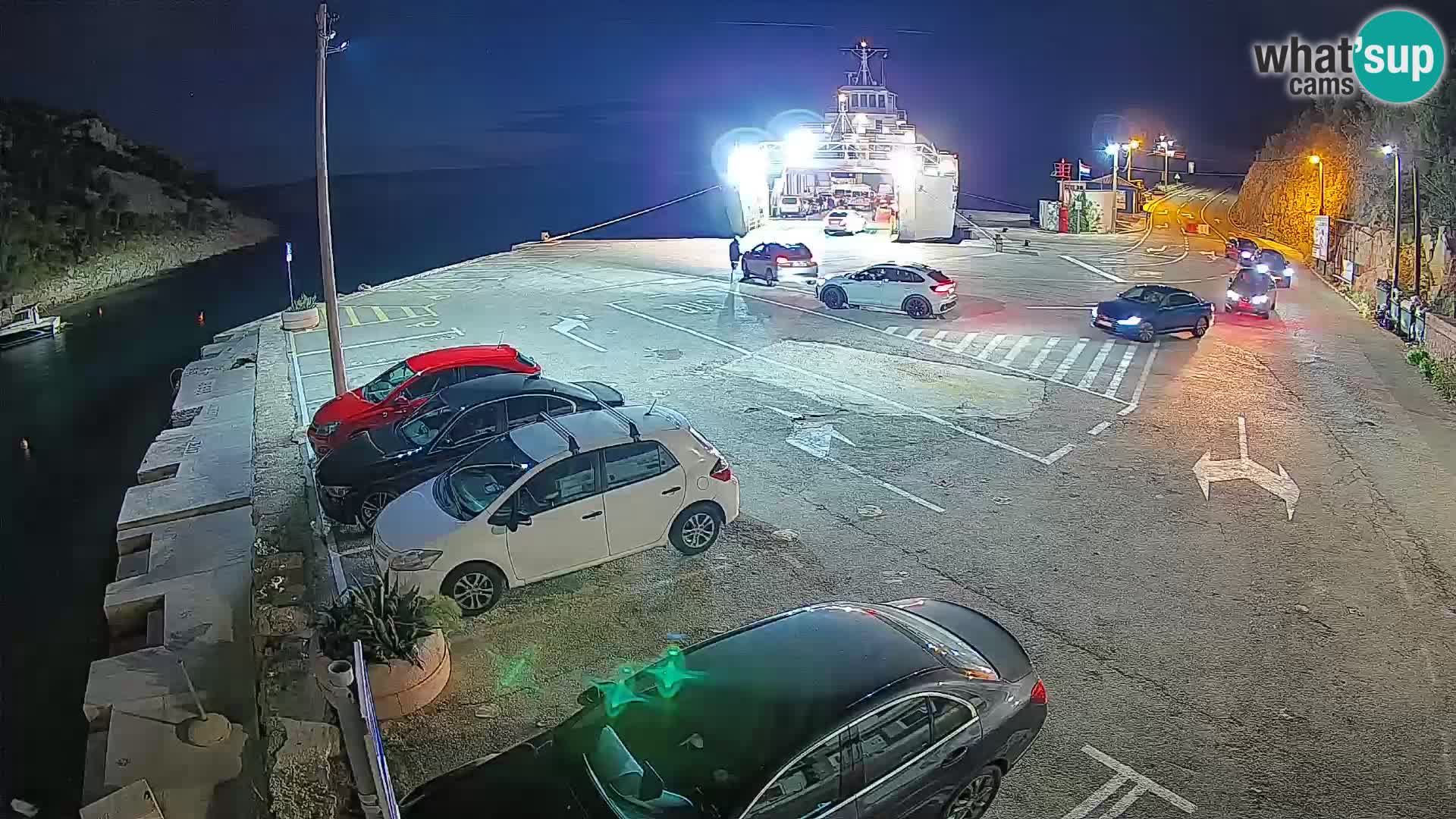 Webcam del puerto de ferris de Prizna – hacia la isla de Pag