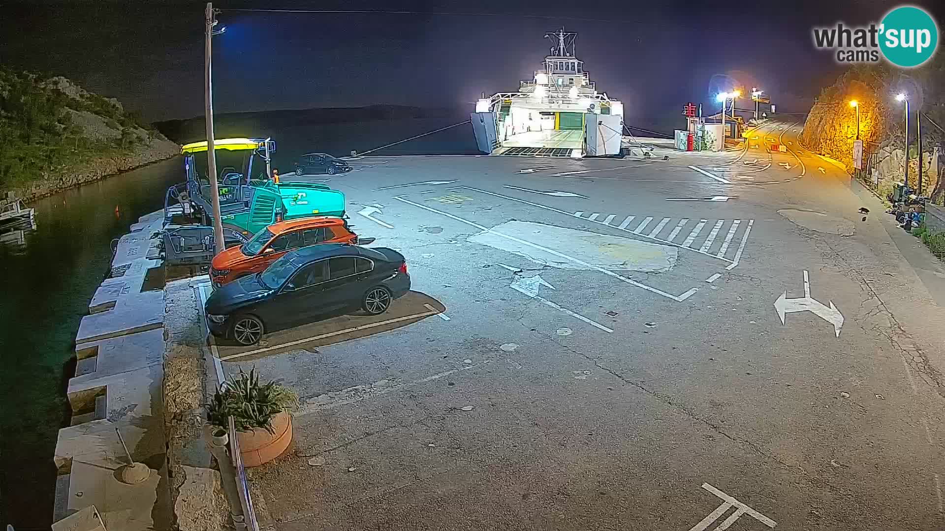 Webcam del puerto de ferris de Prizna – hacia la isla de Pag