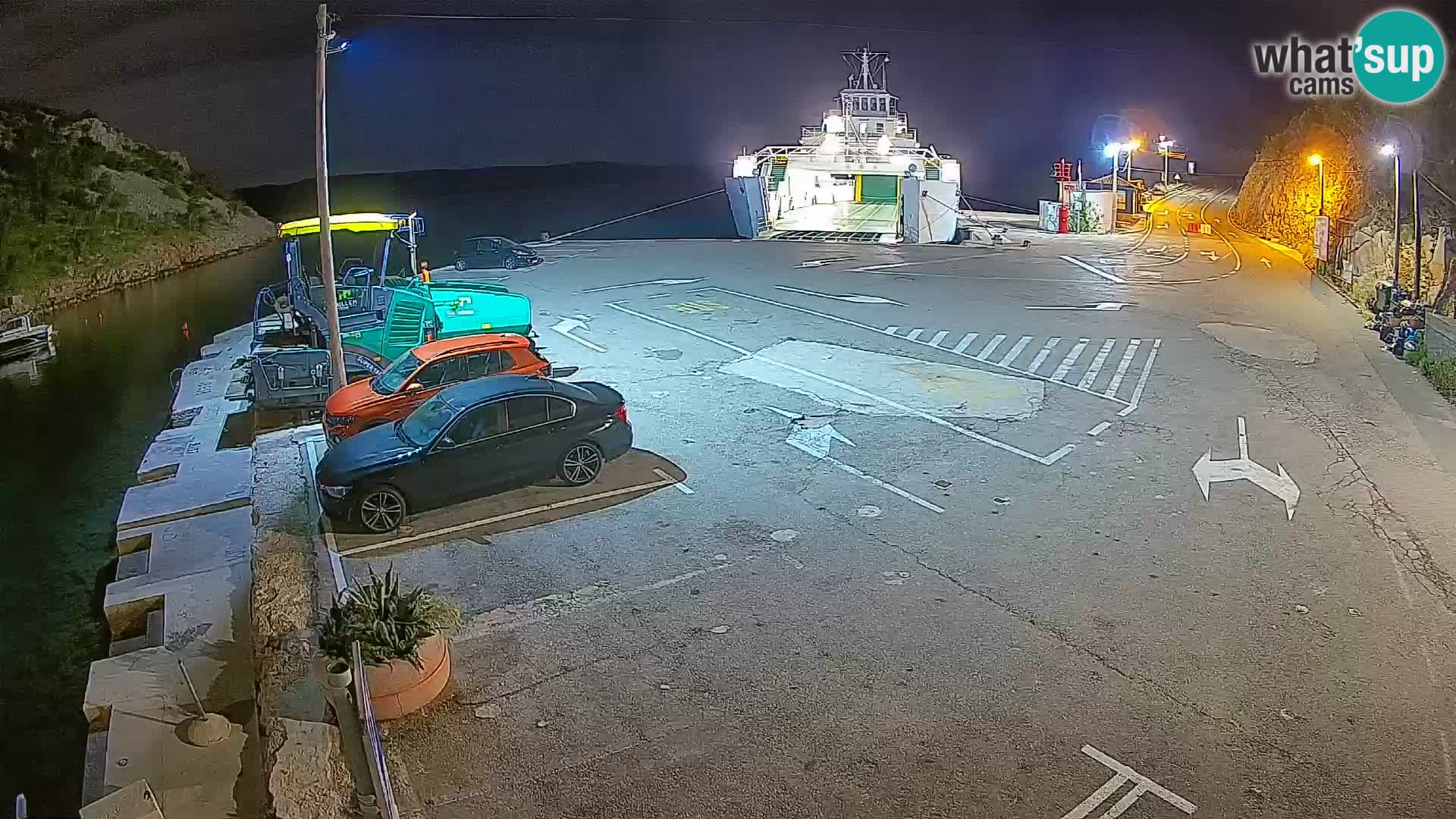 Webcam del puerto de ferris de Prizna – hacia la isla de Pag