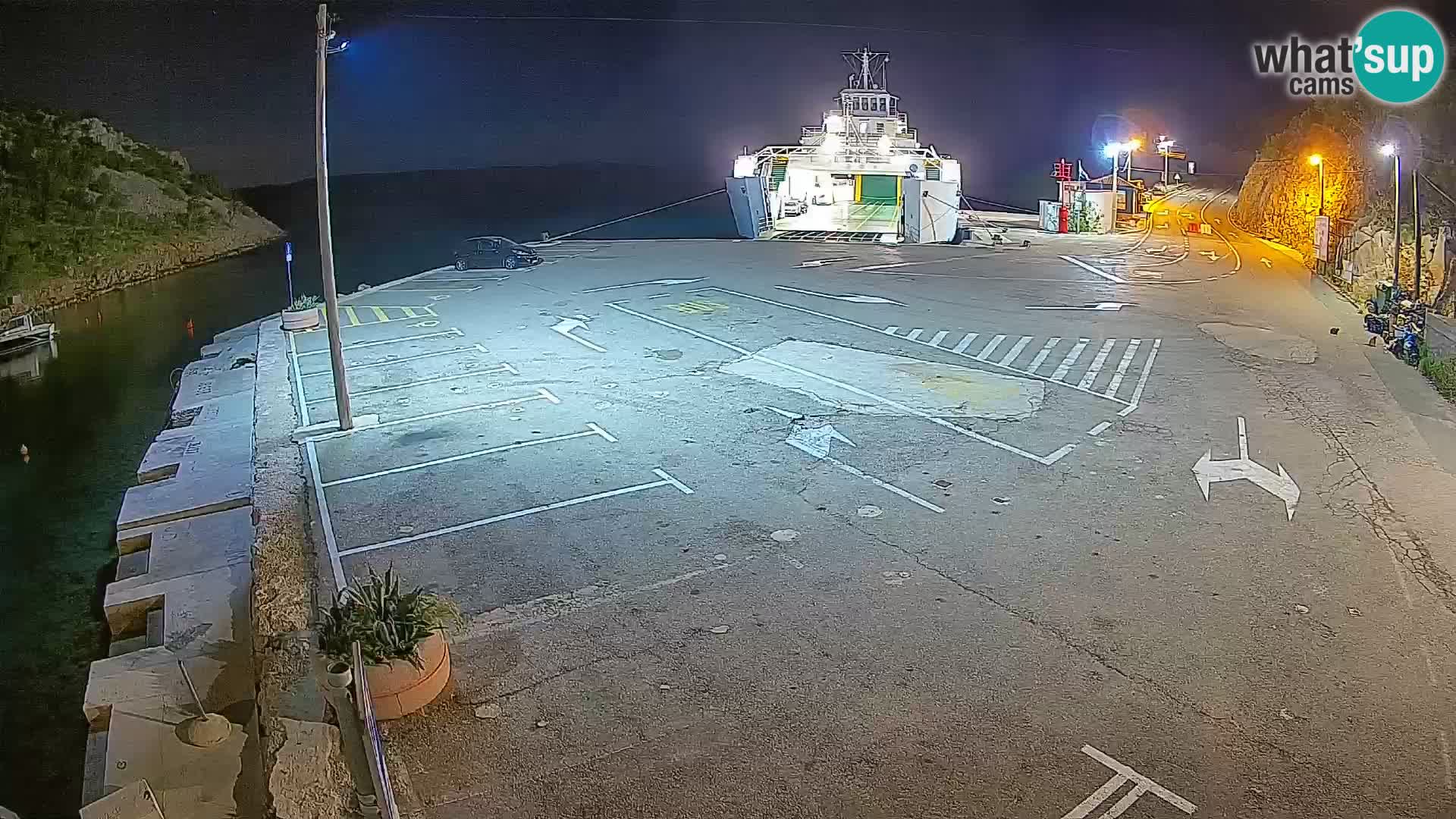 Webcam del puerto de ferris de Prizna – hacia la isla de Pag