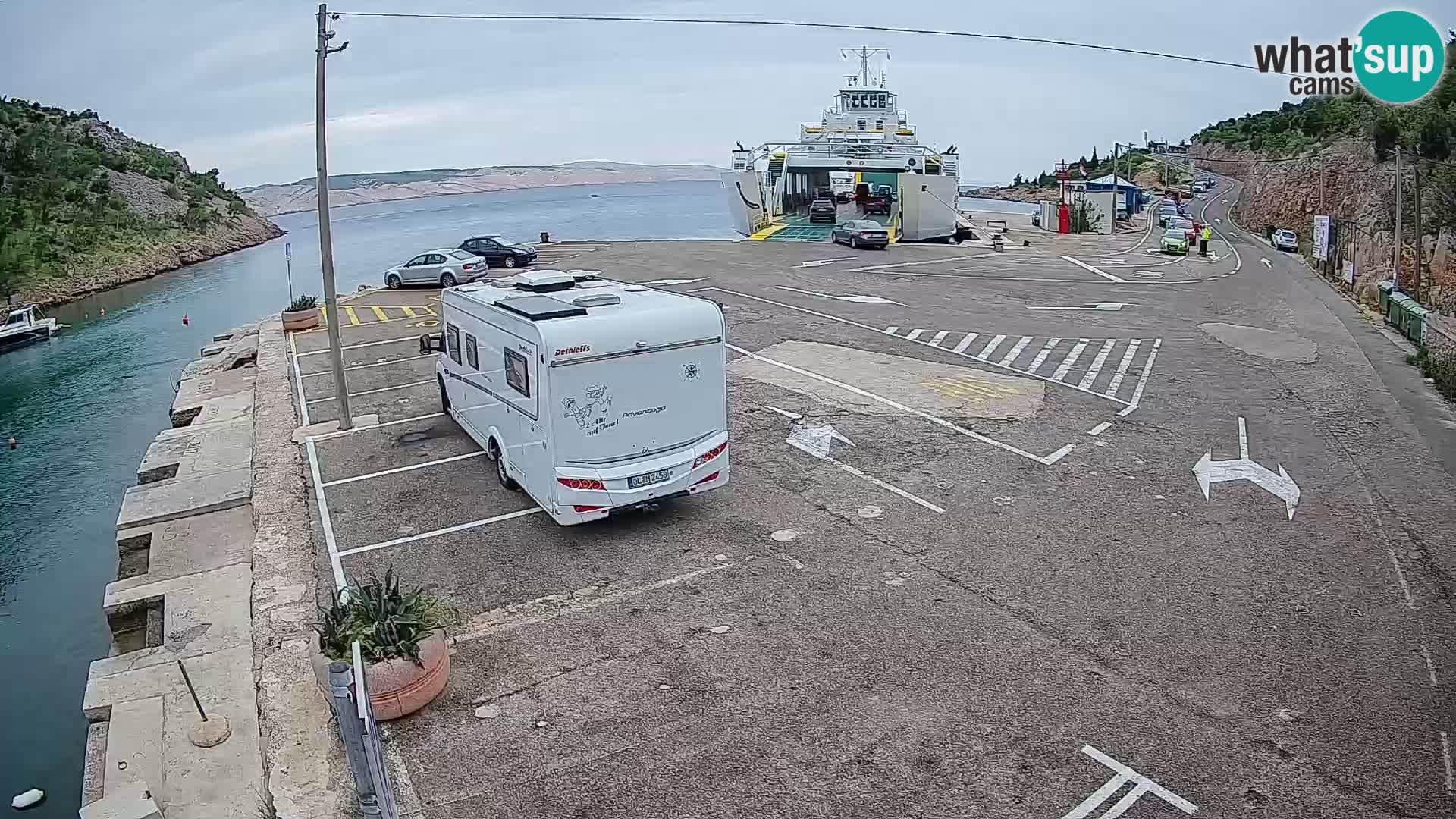 Webcam port de ferry de Prizna – vers l’île de Pag