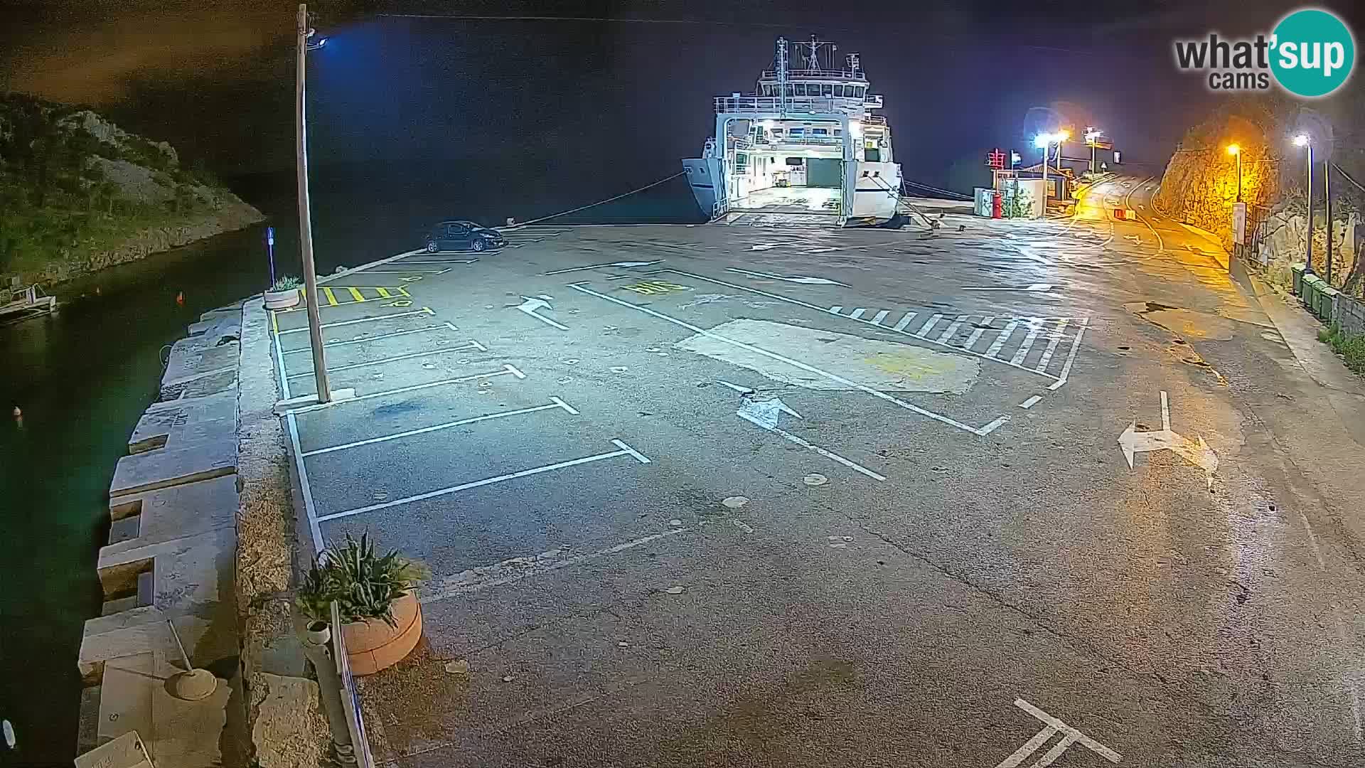 Webcam del puerto de ferris de Prizna – hacia la isla de Pag