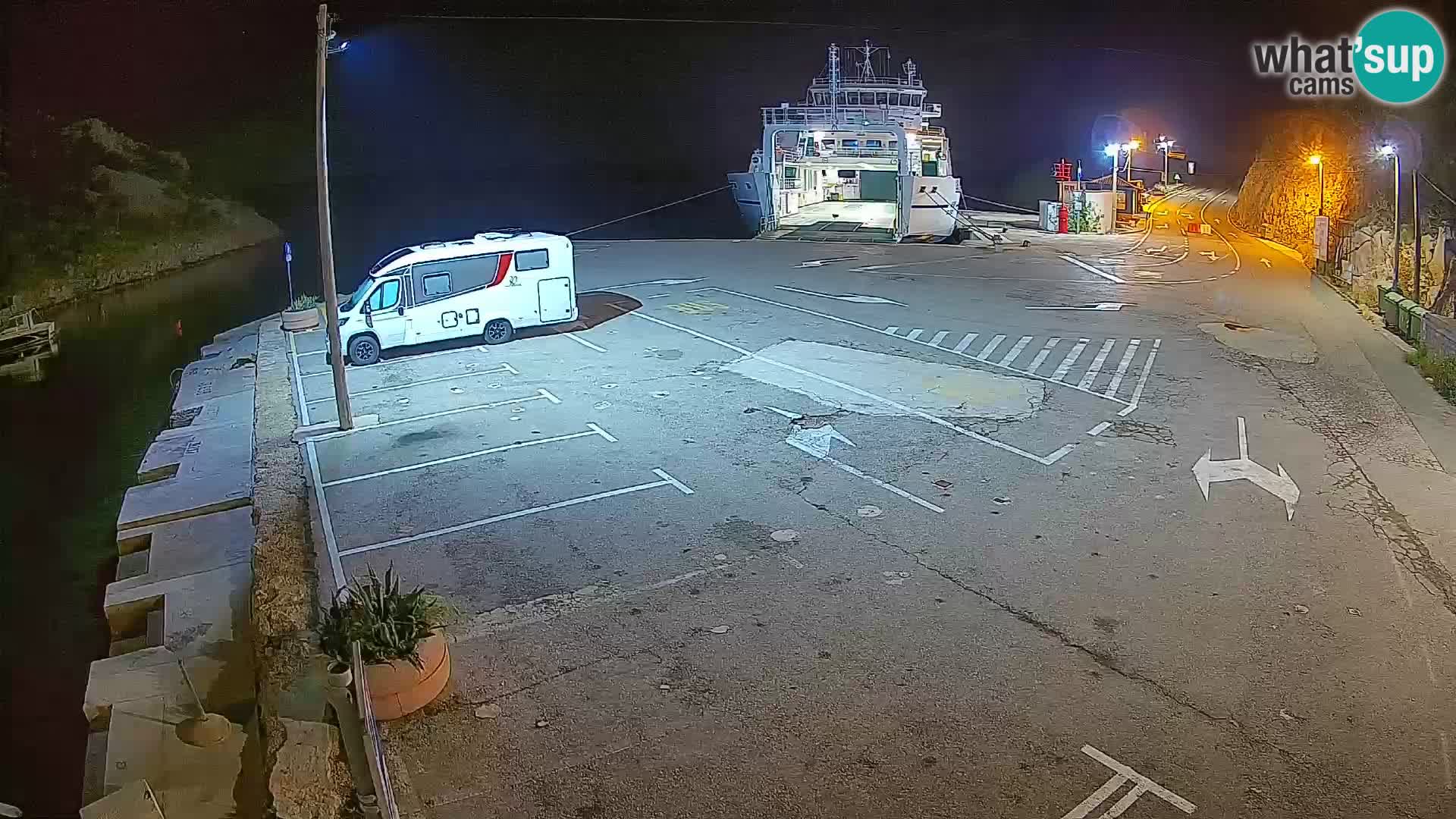 Web kamera trajektna luka Prizna – prema otoku Pag