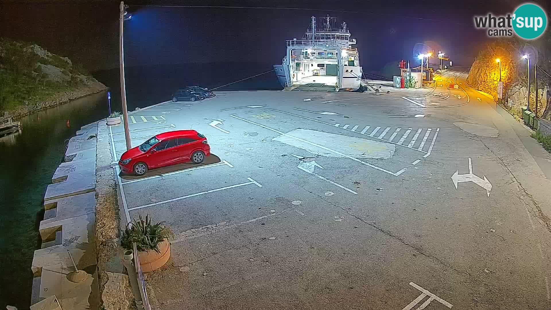 Webcam del puerto de ferris de Prizna – hacia la isla de Pag