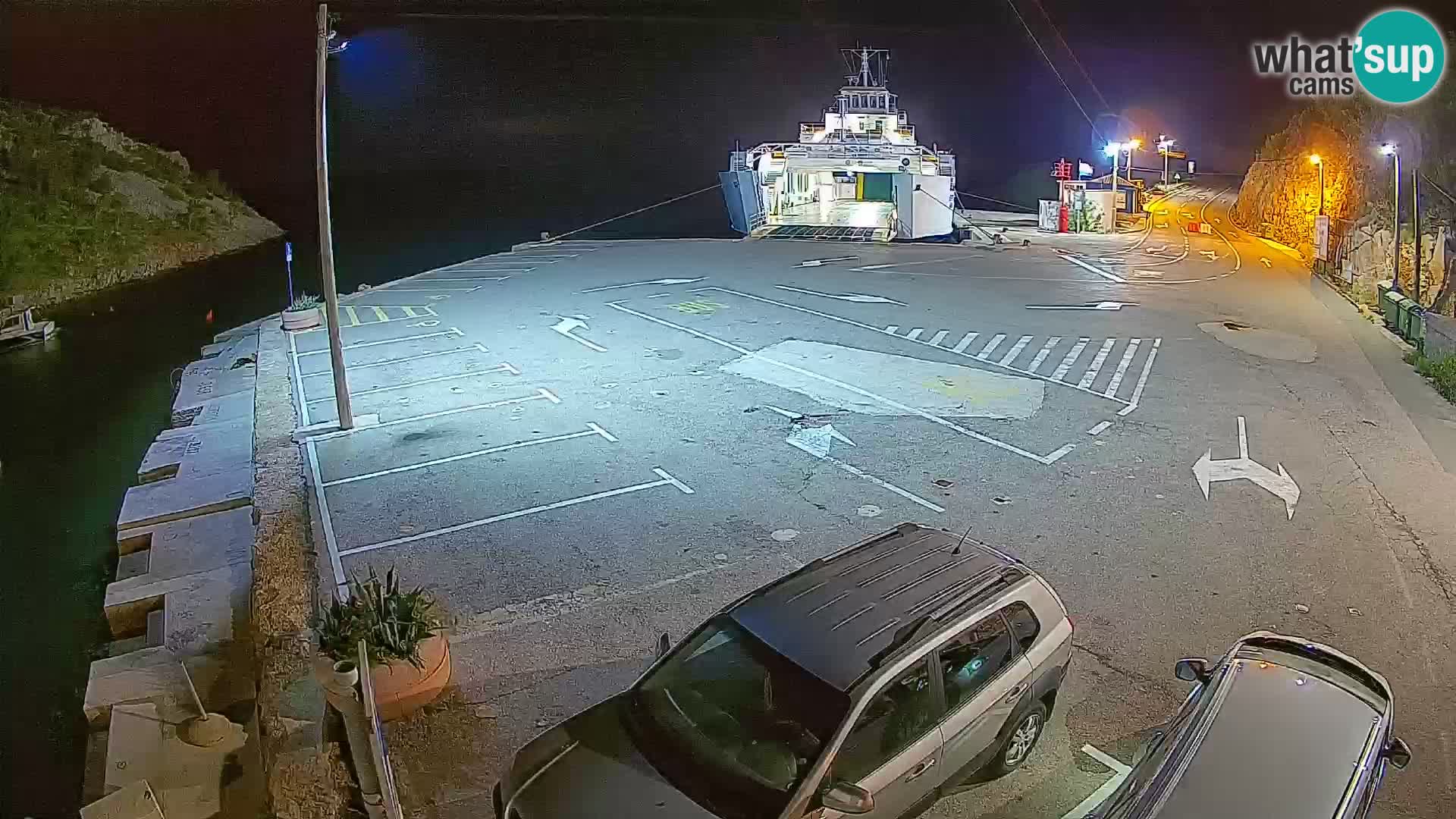 Webcam del puerto de ferris de Prizna – hacia la isla de Pag
