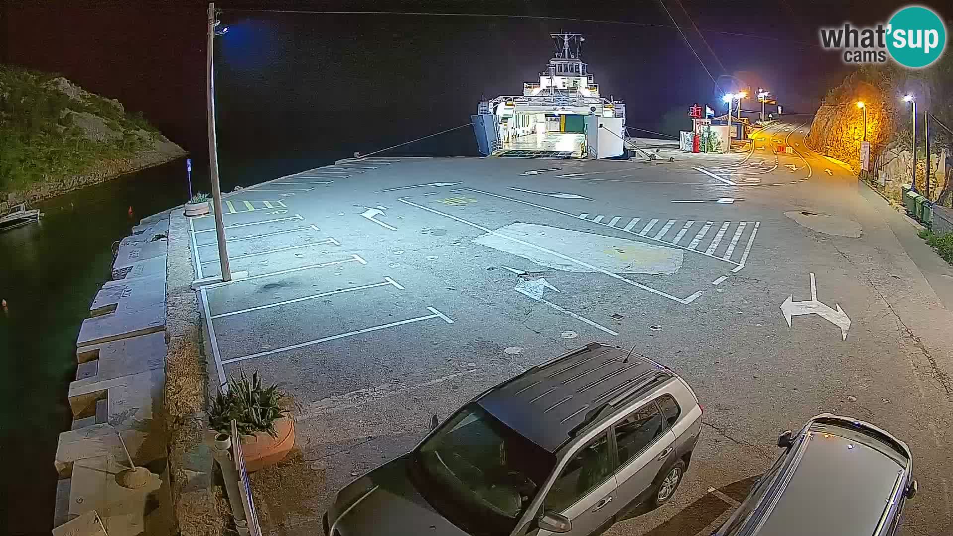 Webcam del puerto de ferris de Prizna – hacia la isla de Pag