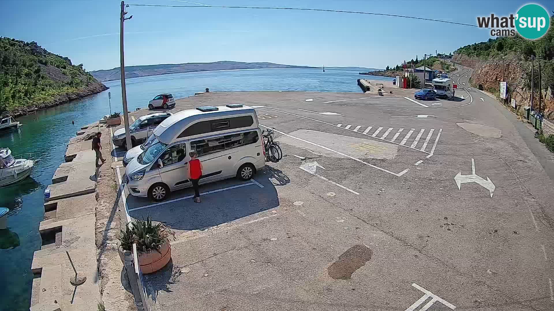 Web kamera trajektna luka Prizna – prema otoku Pag