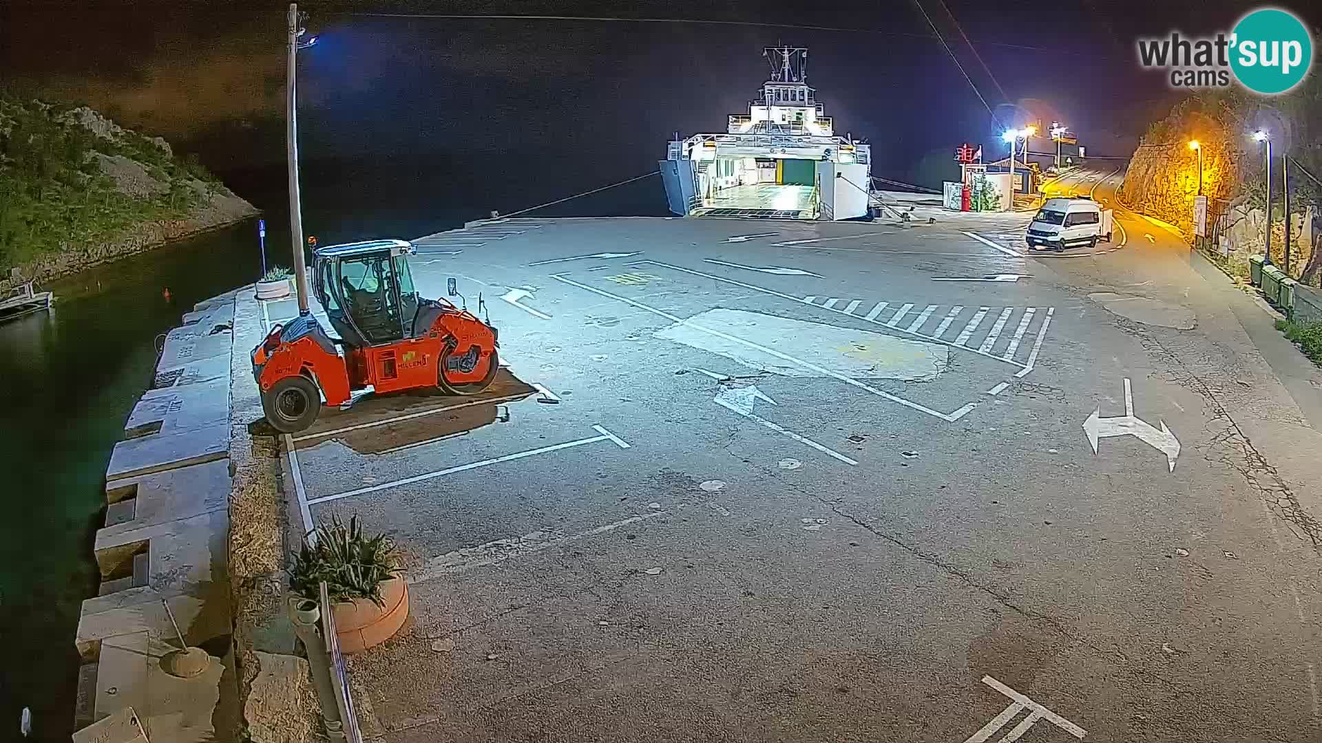 Webcam del puerto de ferris de Prizna – hacia la isla de Pag