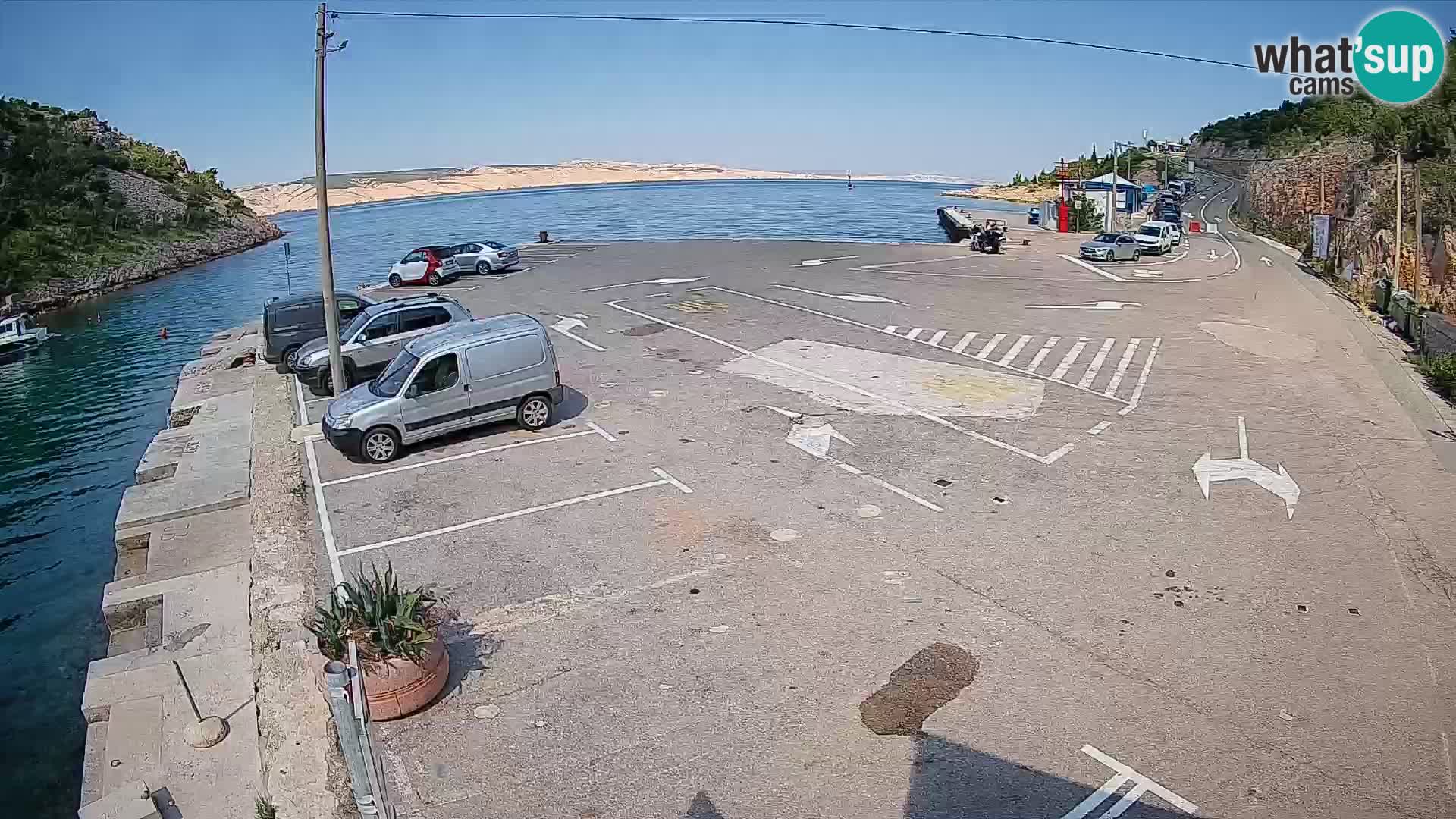 Webcam del puerto de ferris de Prizna – hacia la isla de Pag