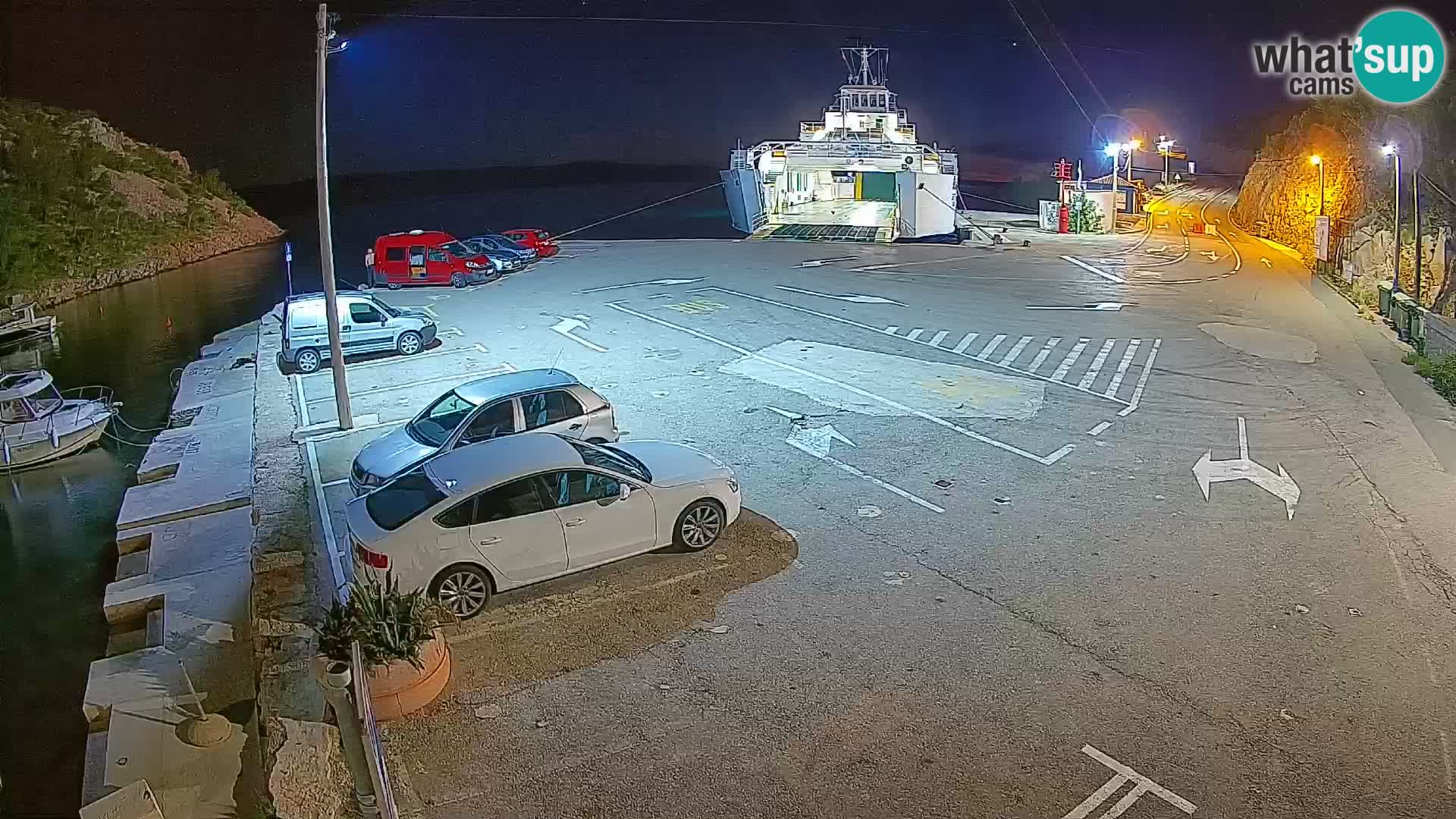 Webcam del puerto de ferris de Prizna – hacia la isla de Pag