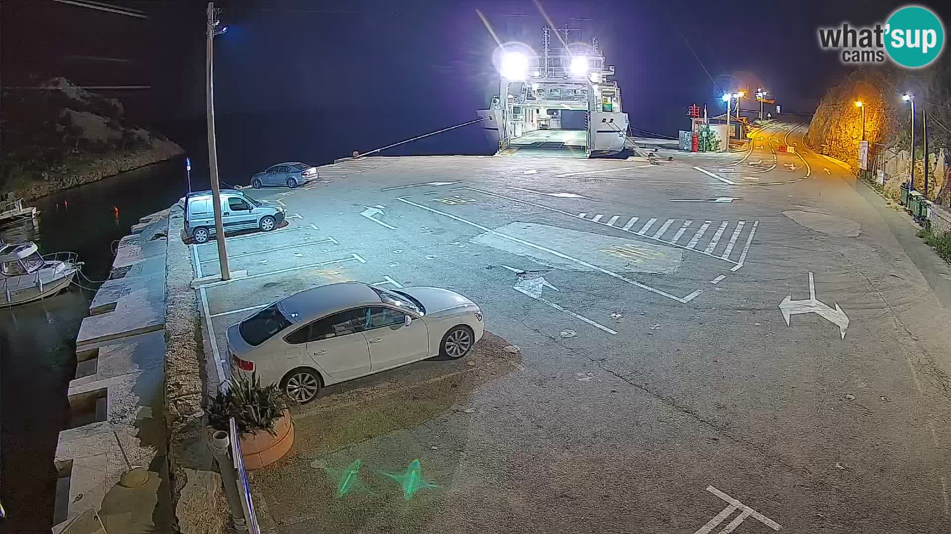 Webcam del puerto de ferris de Prizna – hacia la isla de Pag
