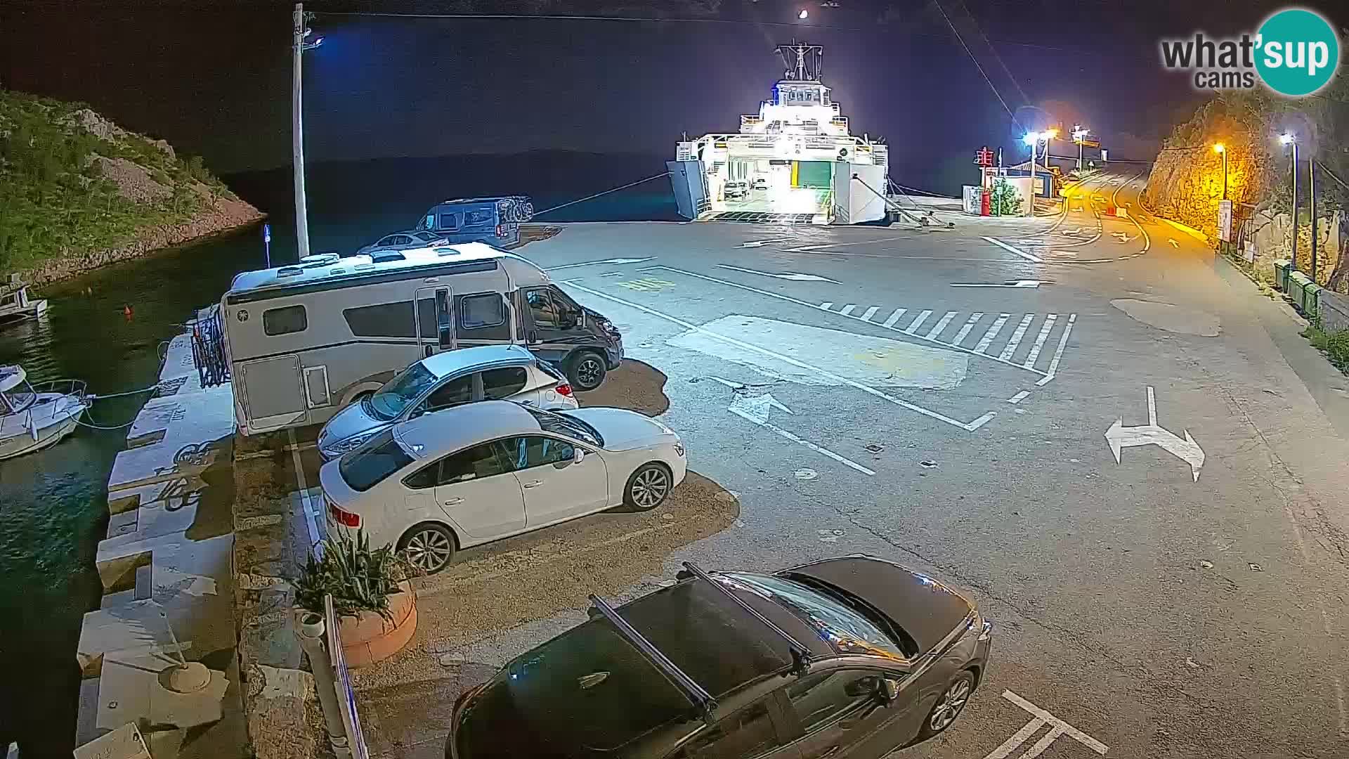 Webcam del puerto de ferris de Prizna – hacia la isla de Pag