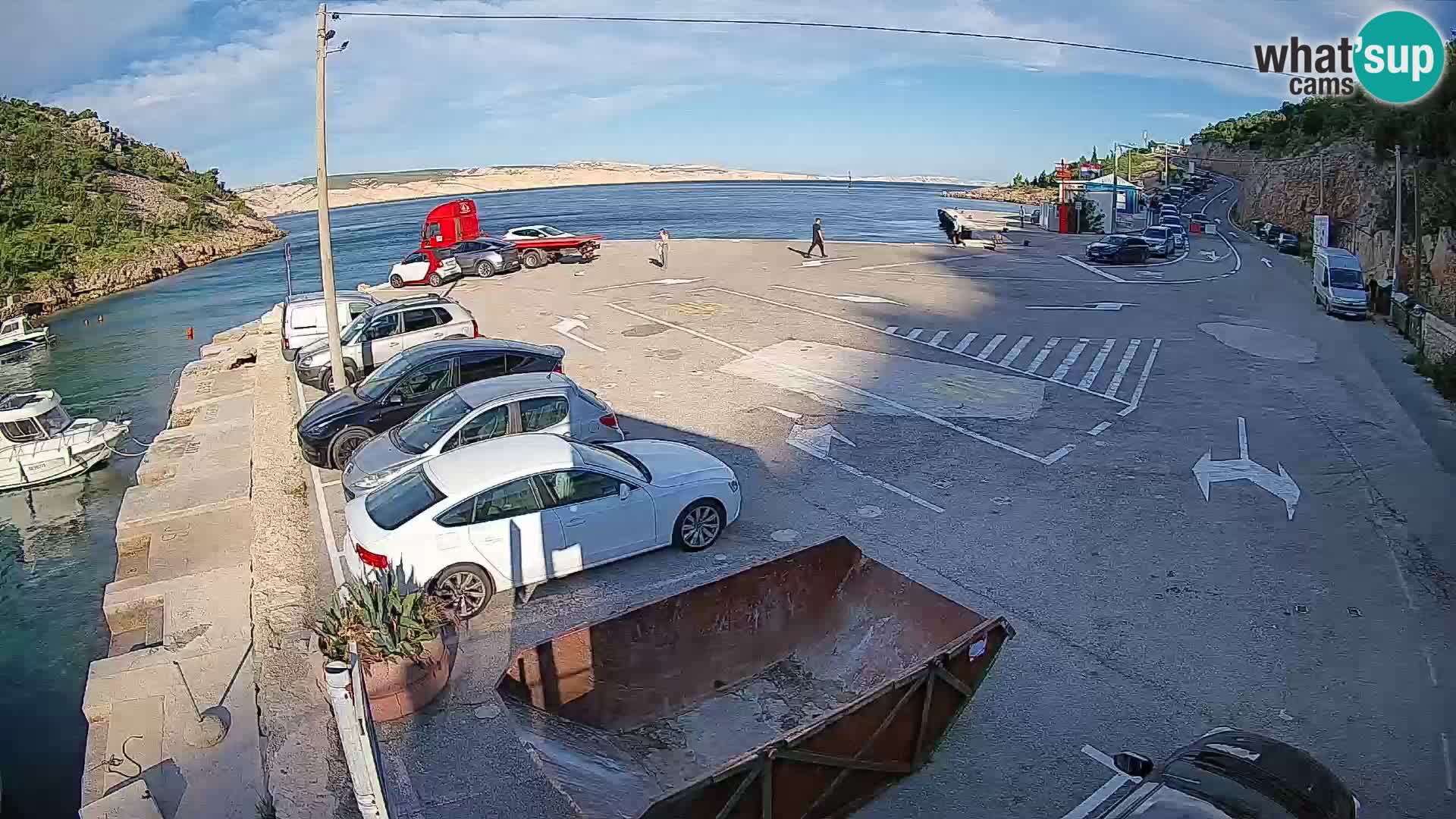 Webcam del puerto de ferris de Prizna – hacia la isla de Pag