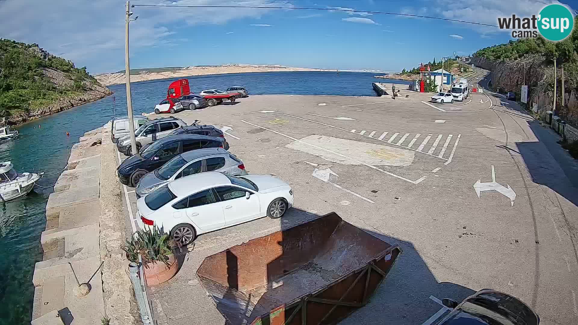 Web kamera trajektna luka Prizna – prema otoku Pag