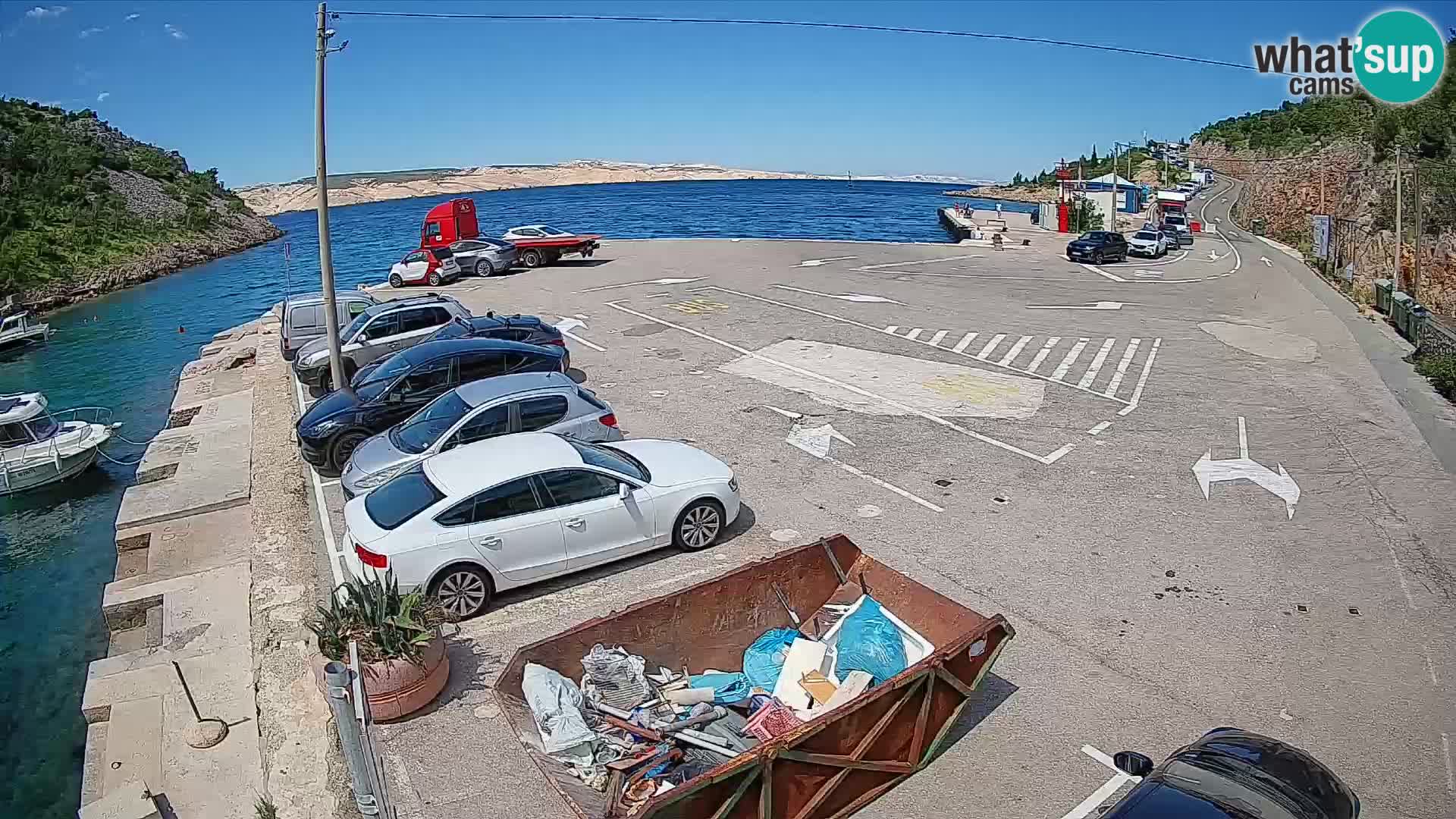 Web kamera trajektna luka Prizna – prema otoku Pag
