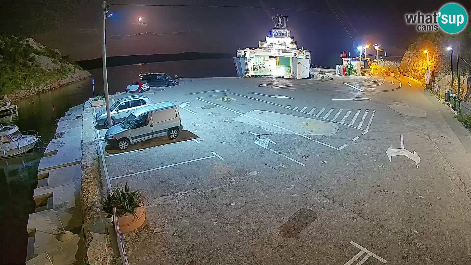 Webcam del puerto de ferris de Prizna – hacia la isla de Pag
