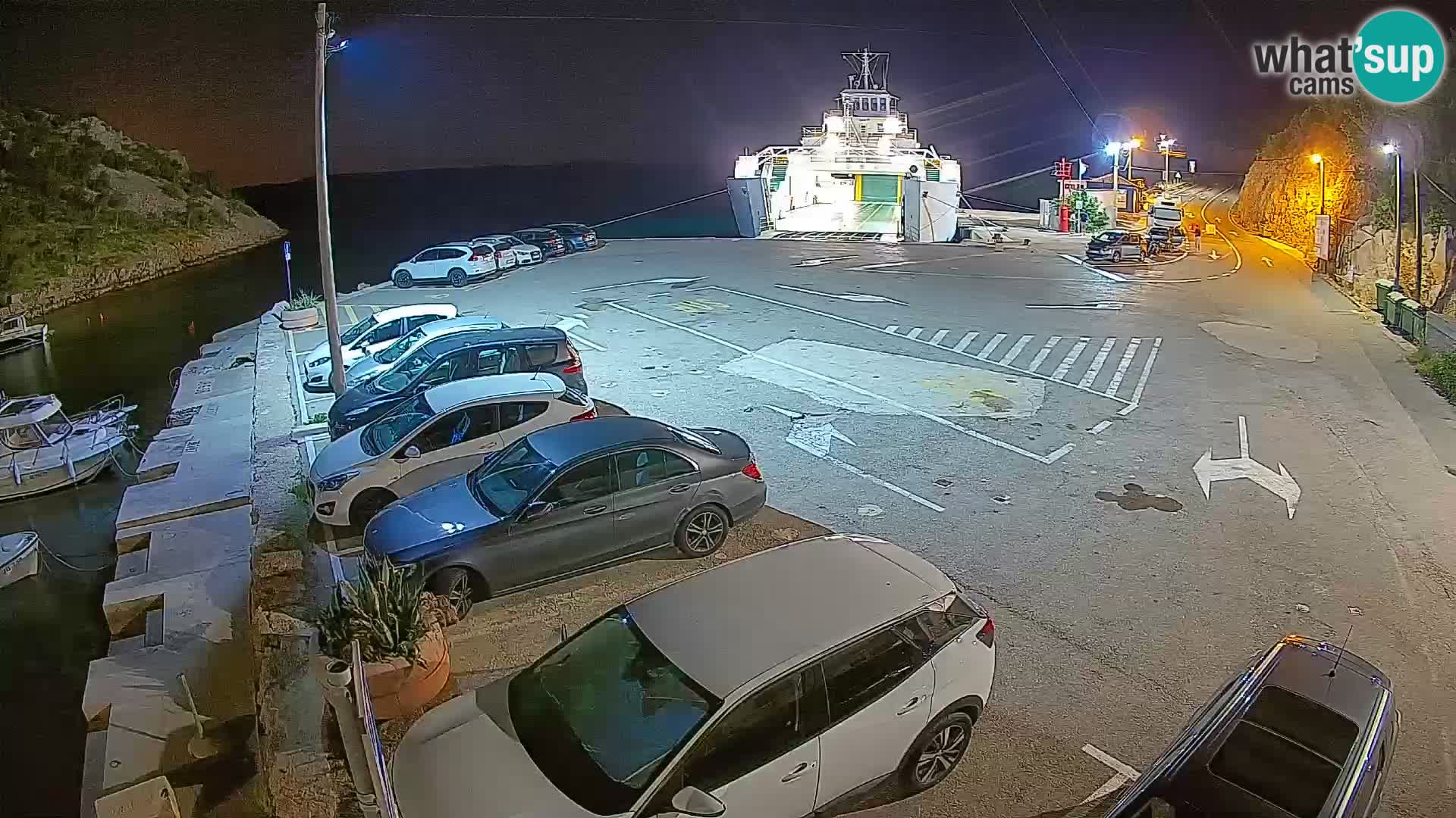 Webcam del puerto de ferris de Prizna – hacia la isla de Pag